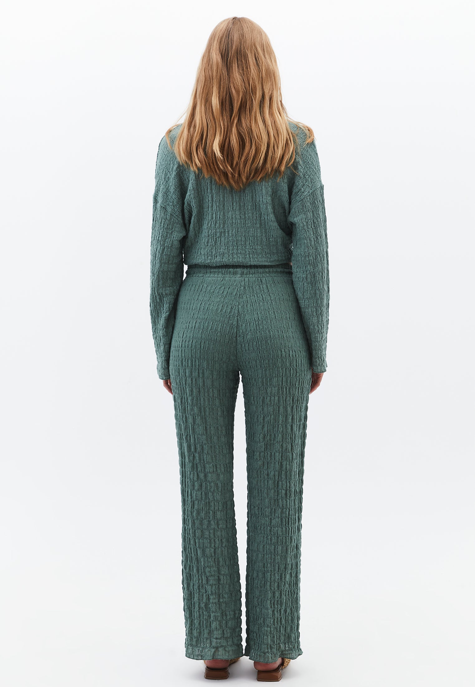 Wide Leg Cotton Pants - LILY PAD