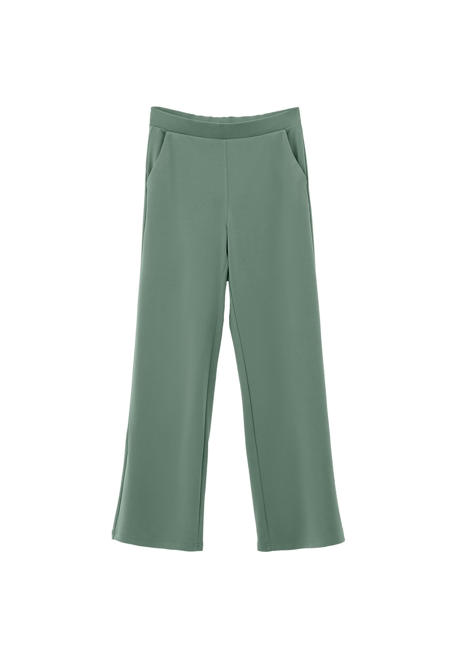 High Waist Straight Leg Elastic Waist Pants - LILY PAD