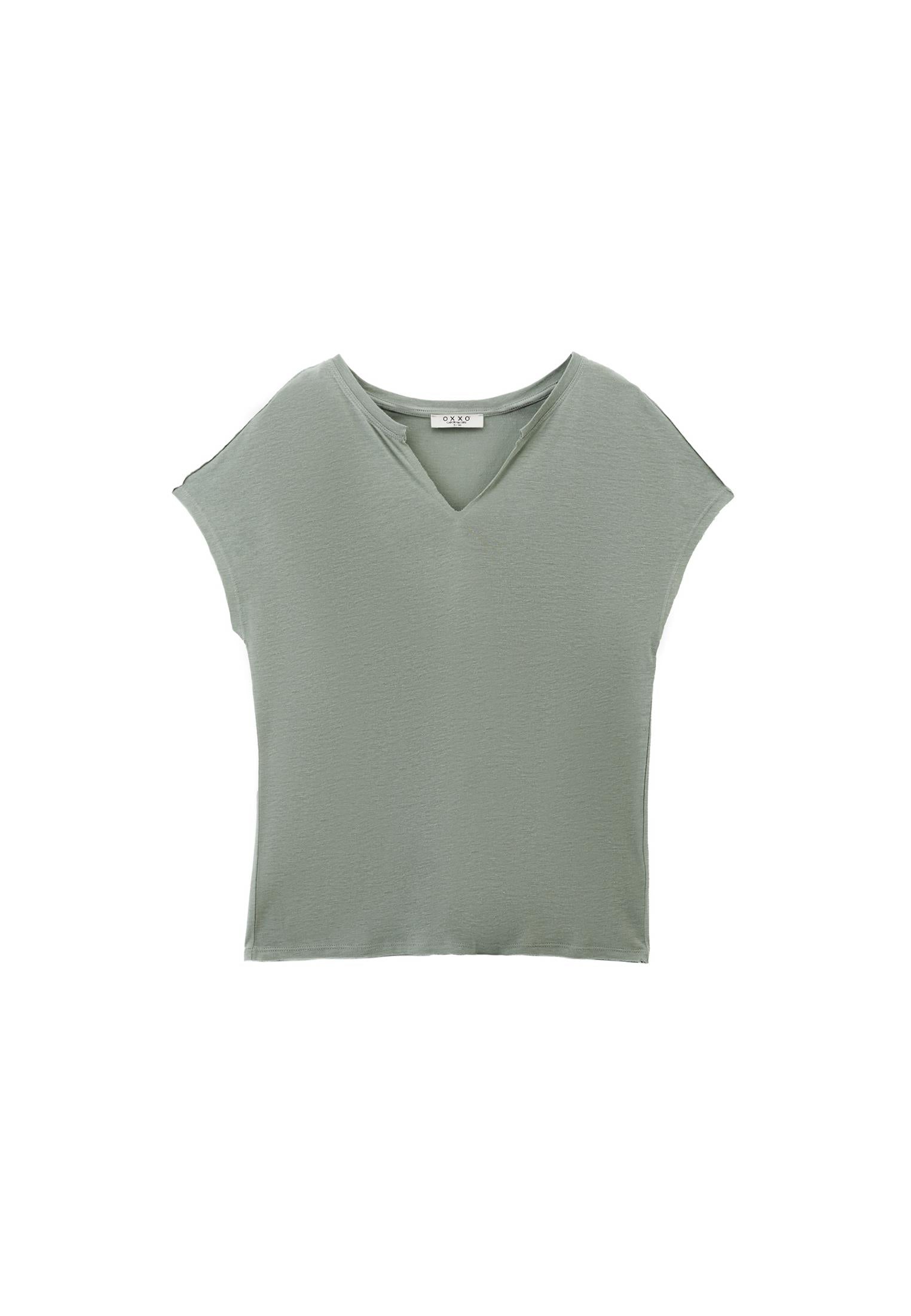 V Neck Short Sleeve T-Shirt - LILY PAD
