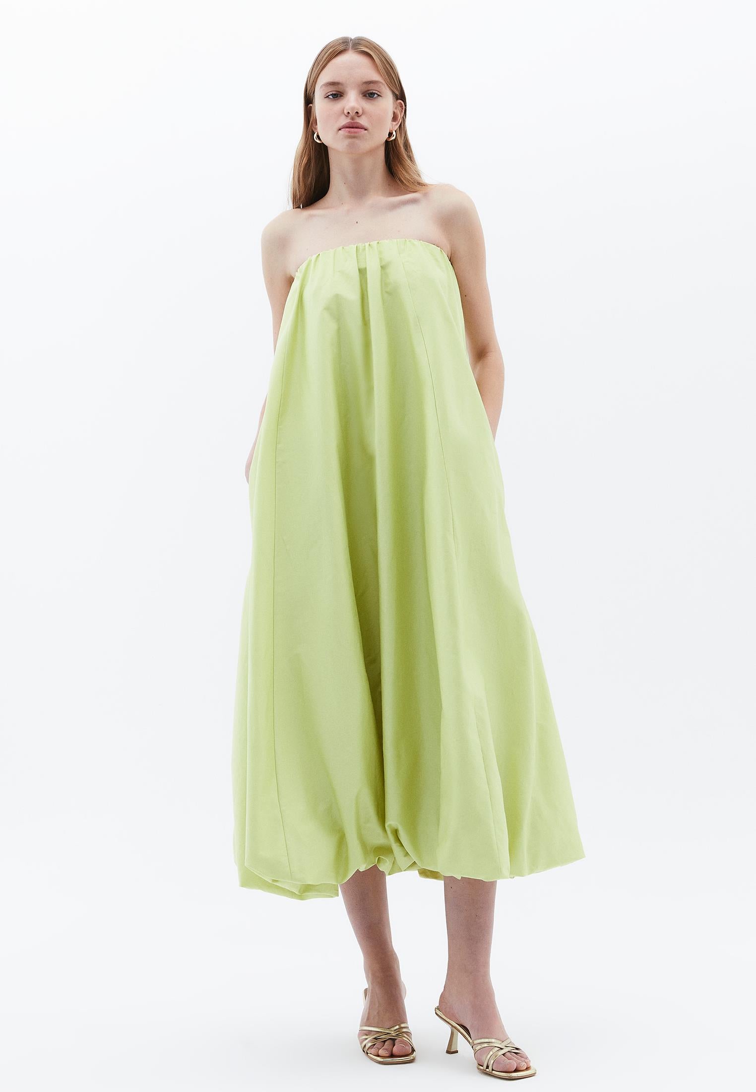 Strapless Balloon Form Summer Dress - LIME SHERBET