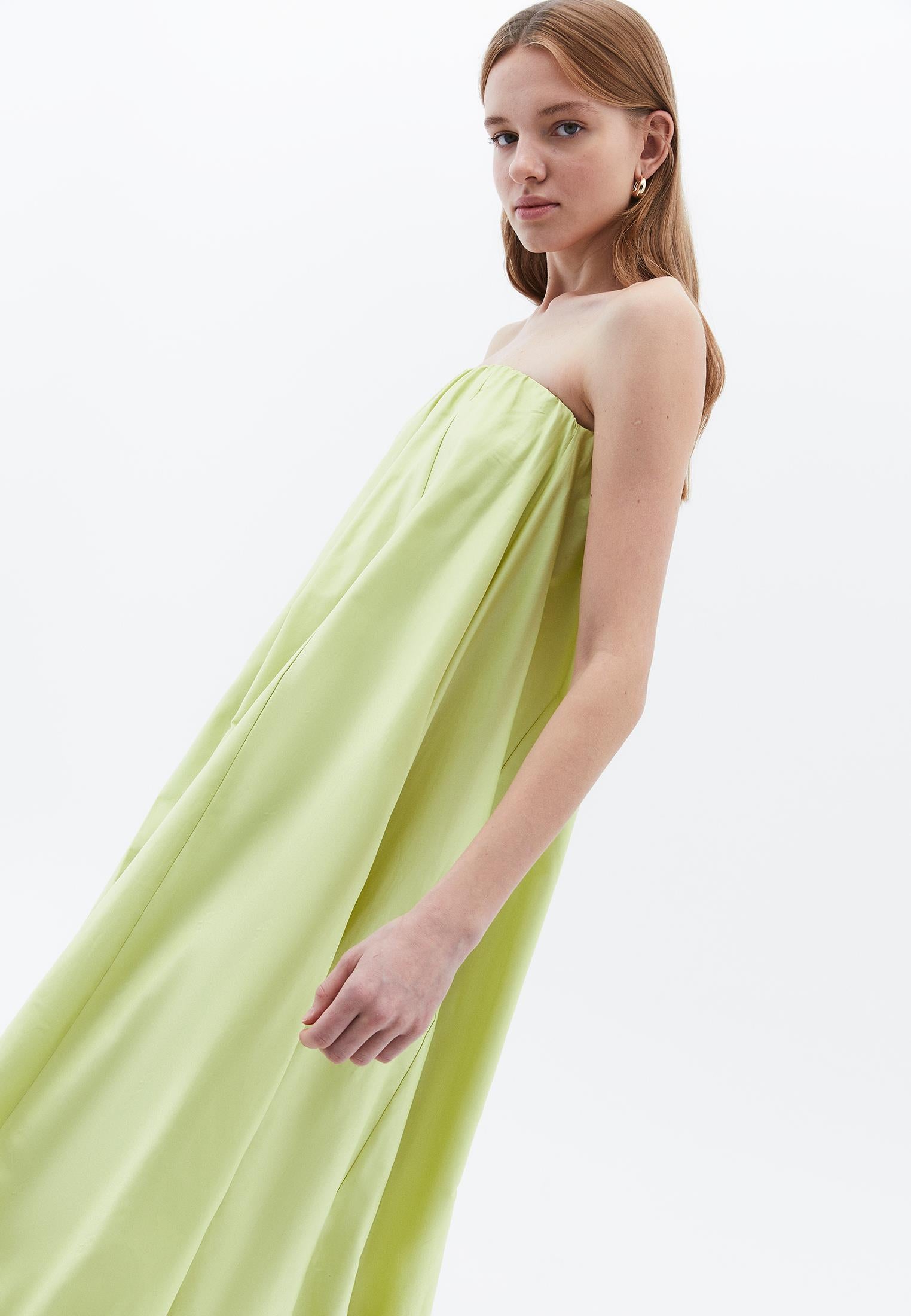 Strapless Balloon Form Summer Dress - LIME SHERBET
