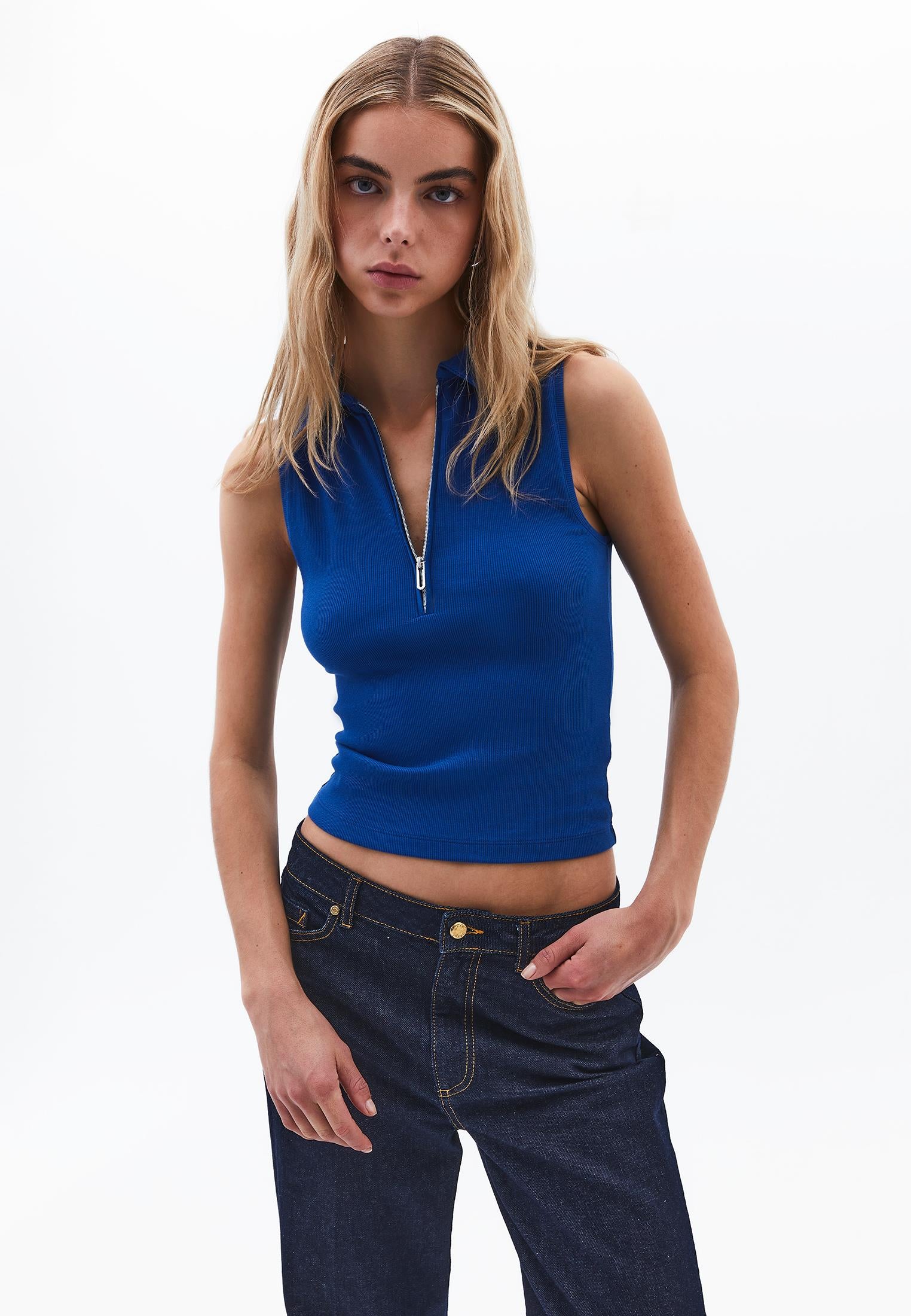 Polo Neck Tank Top - LIMOGES
