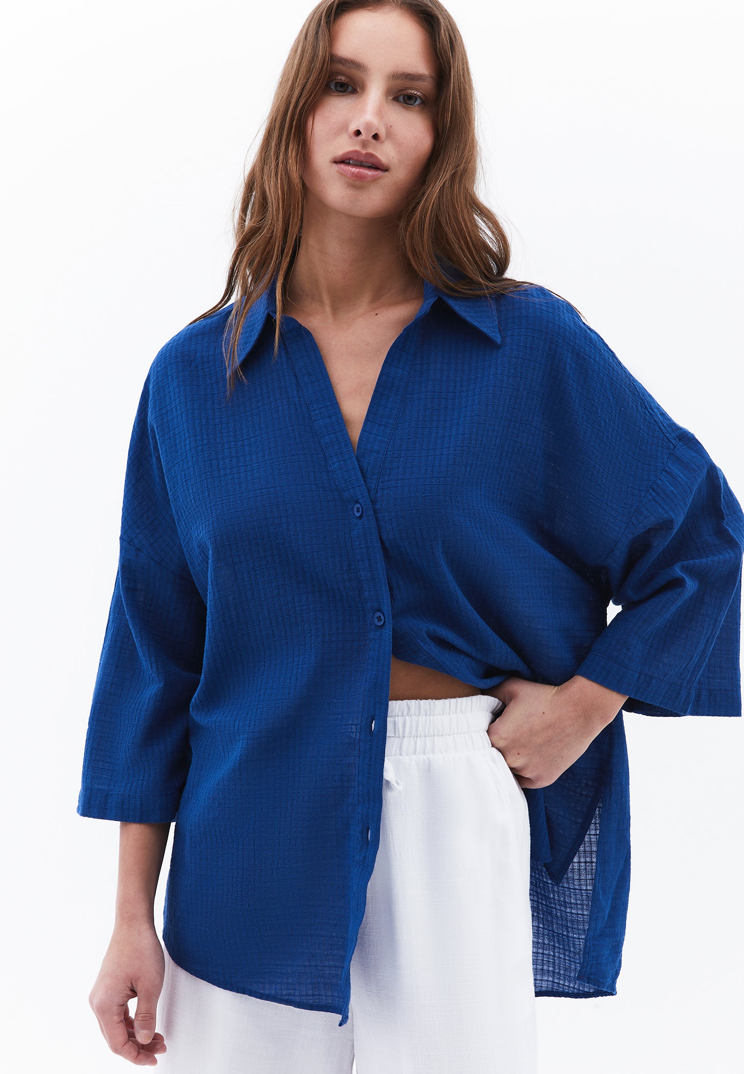 Oversized Shirt With Button Details - LIMOGES