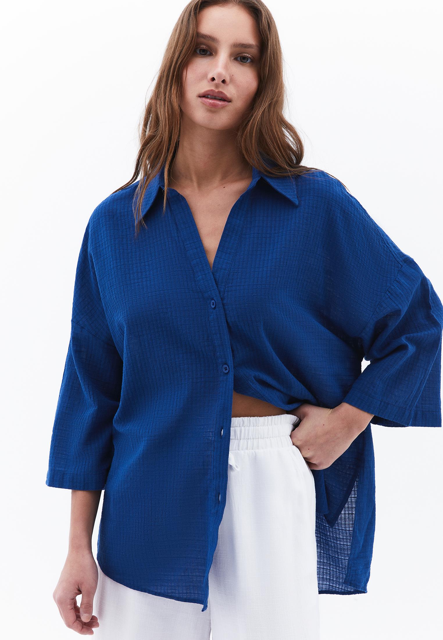 Button Detailed Oversize Shirt - LIMOGES