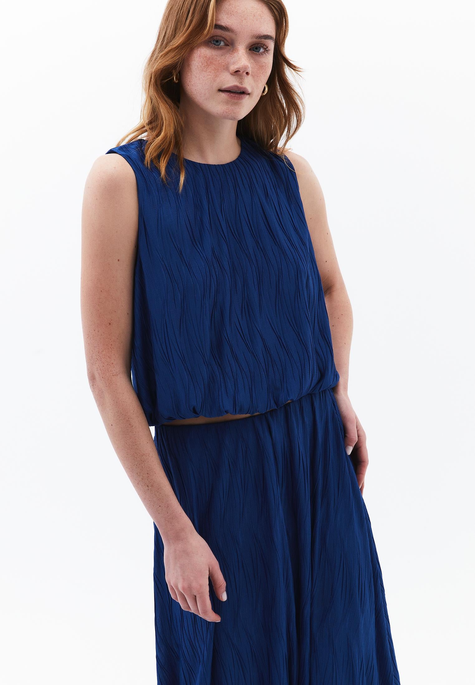 Oversize Sleeveless Crew Neck Blouse - LIMOGES