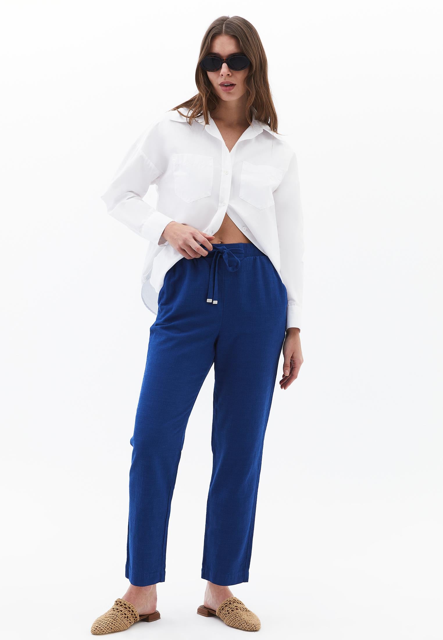 Carrot Cut Linen Pants - LIMOGES