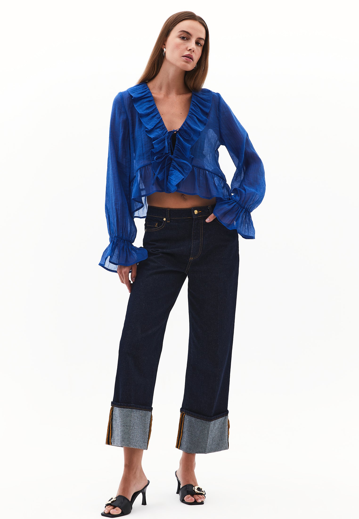 Long Sleeved Ruffled Blouse - LIMOGES