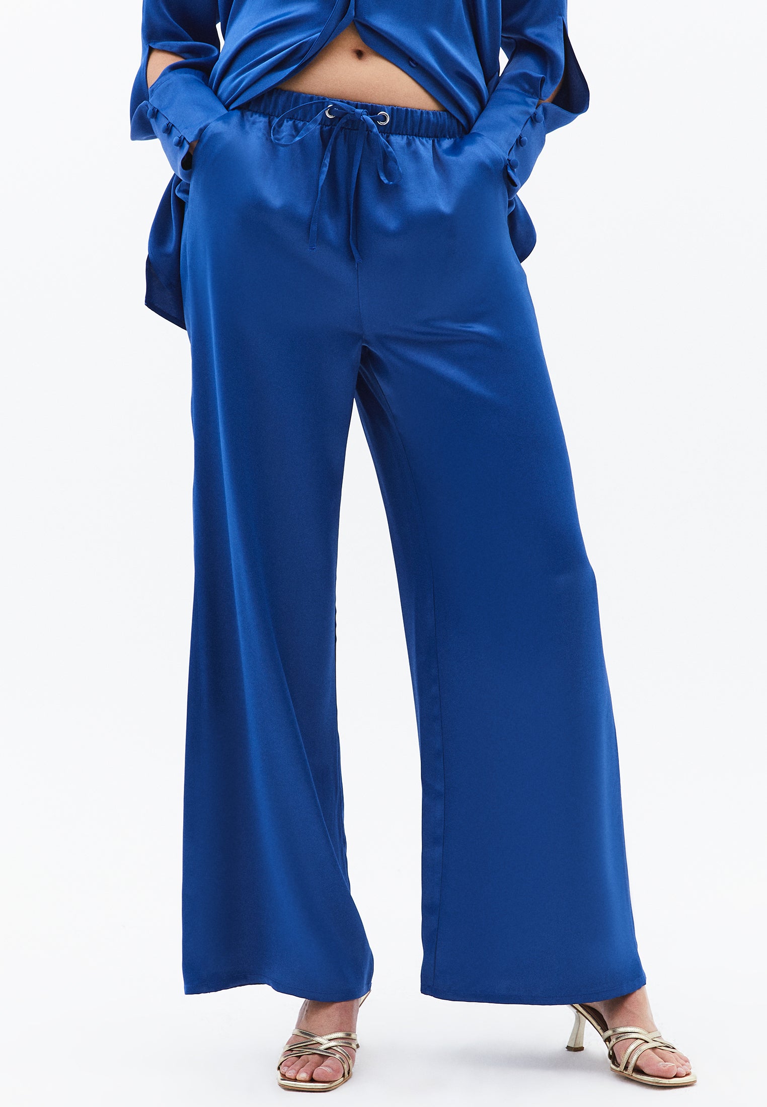 High Waist Wide Leg Trousers With Pocket Detail - LIMOGES