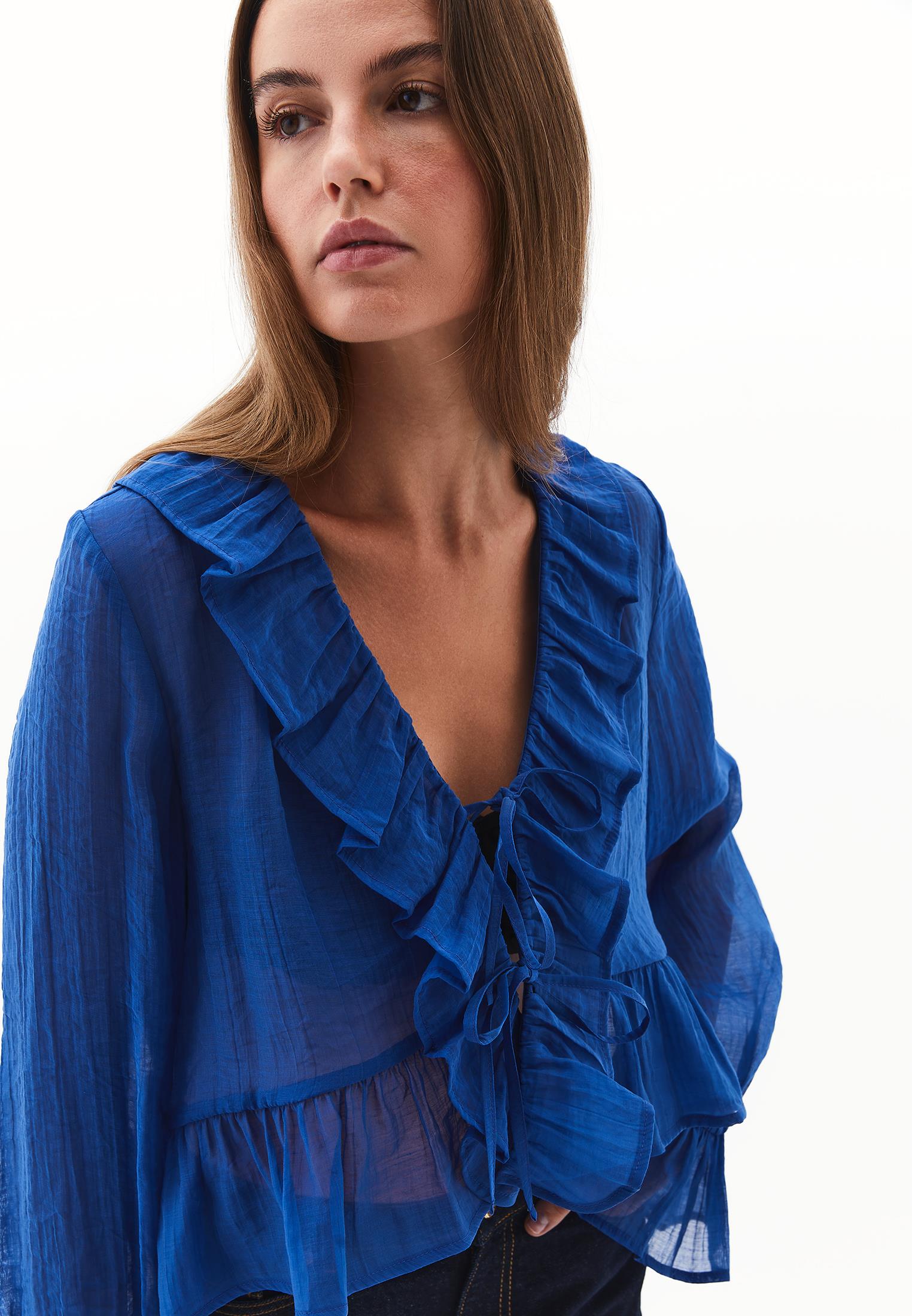 Long Sleeved Ruffled Blouse - LIMOGES