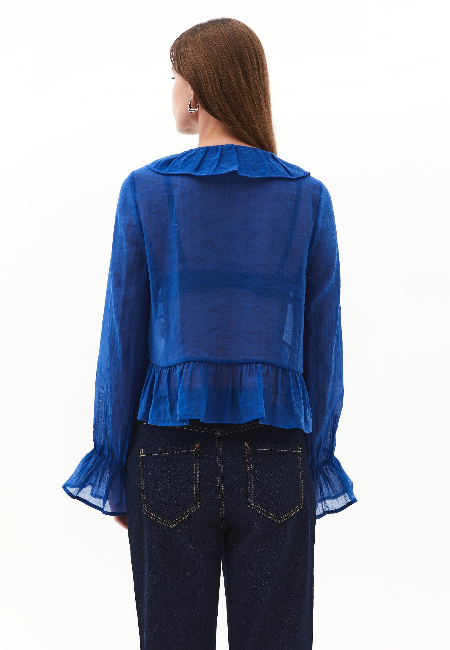 Long Sleeved Ruffled Blouse - LIMOGES