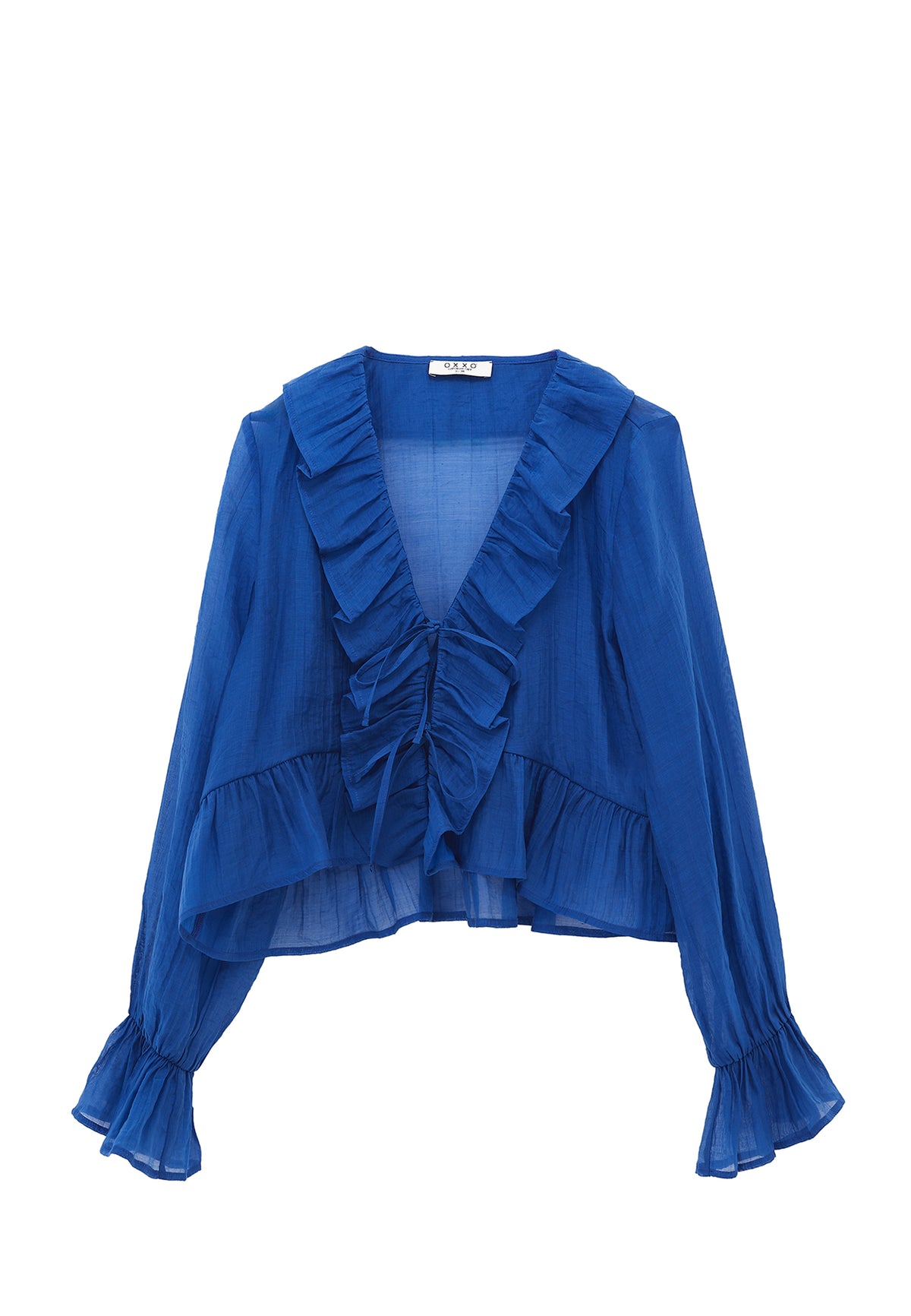 Long Sleeved Ruffled Blouse - LIMOGES