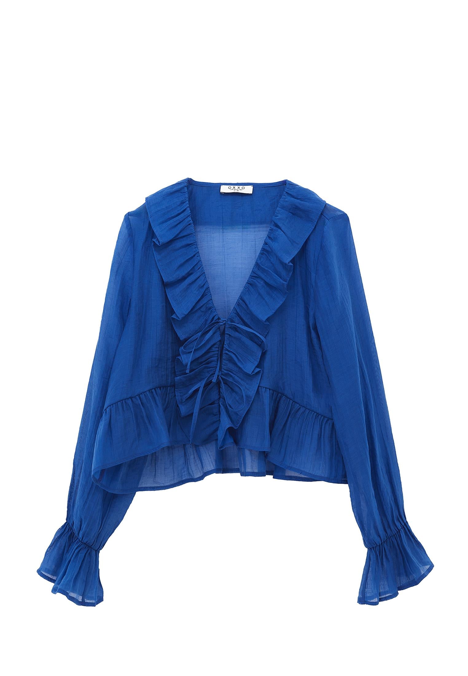 Long Sleeved Ruffled Blouse - LIMOGES