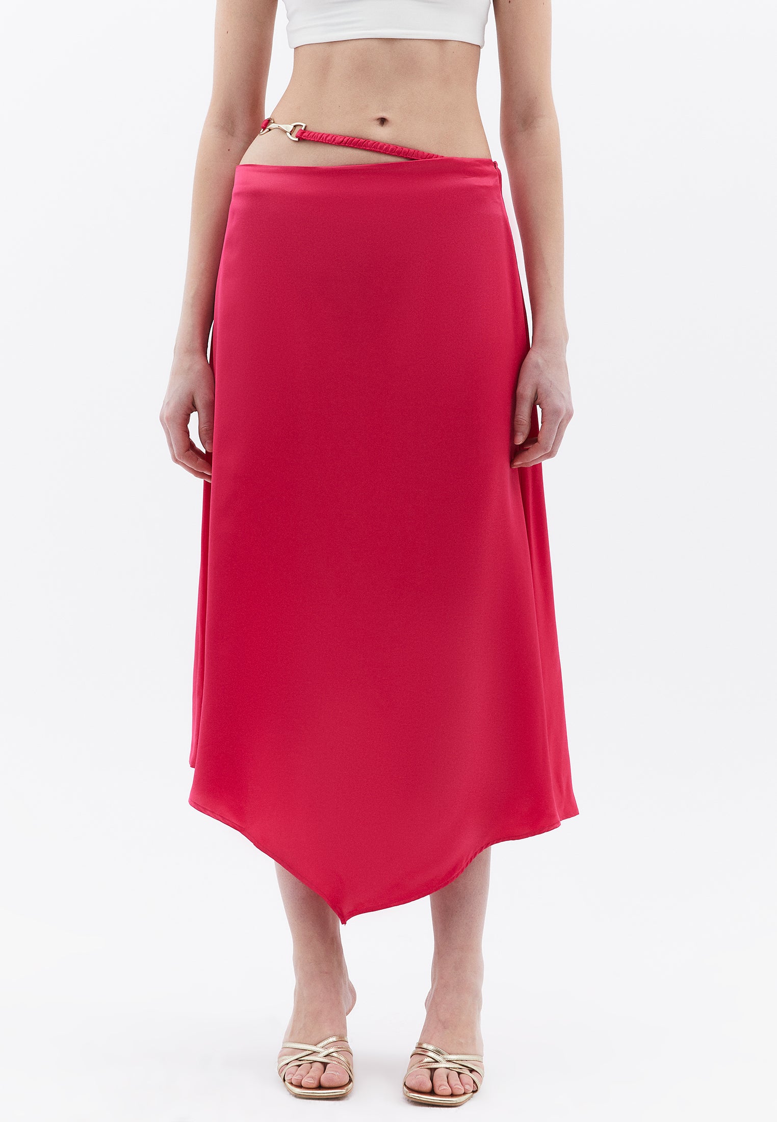 Asymmetric Buckled A-Line Long Skirt - LOVE POTION