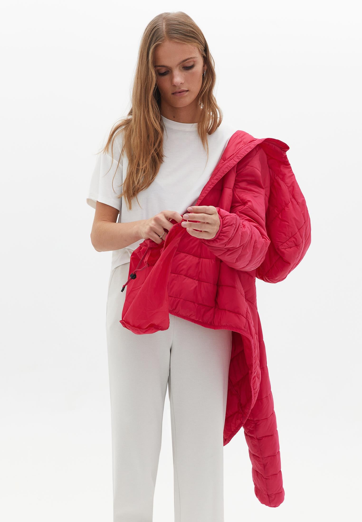 Raglan Sleeve And Hooded Long Sleeve Coat - LOVE POTION