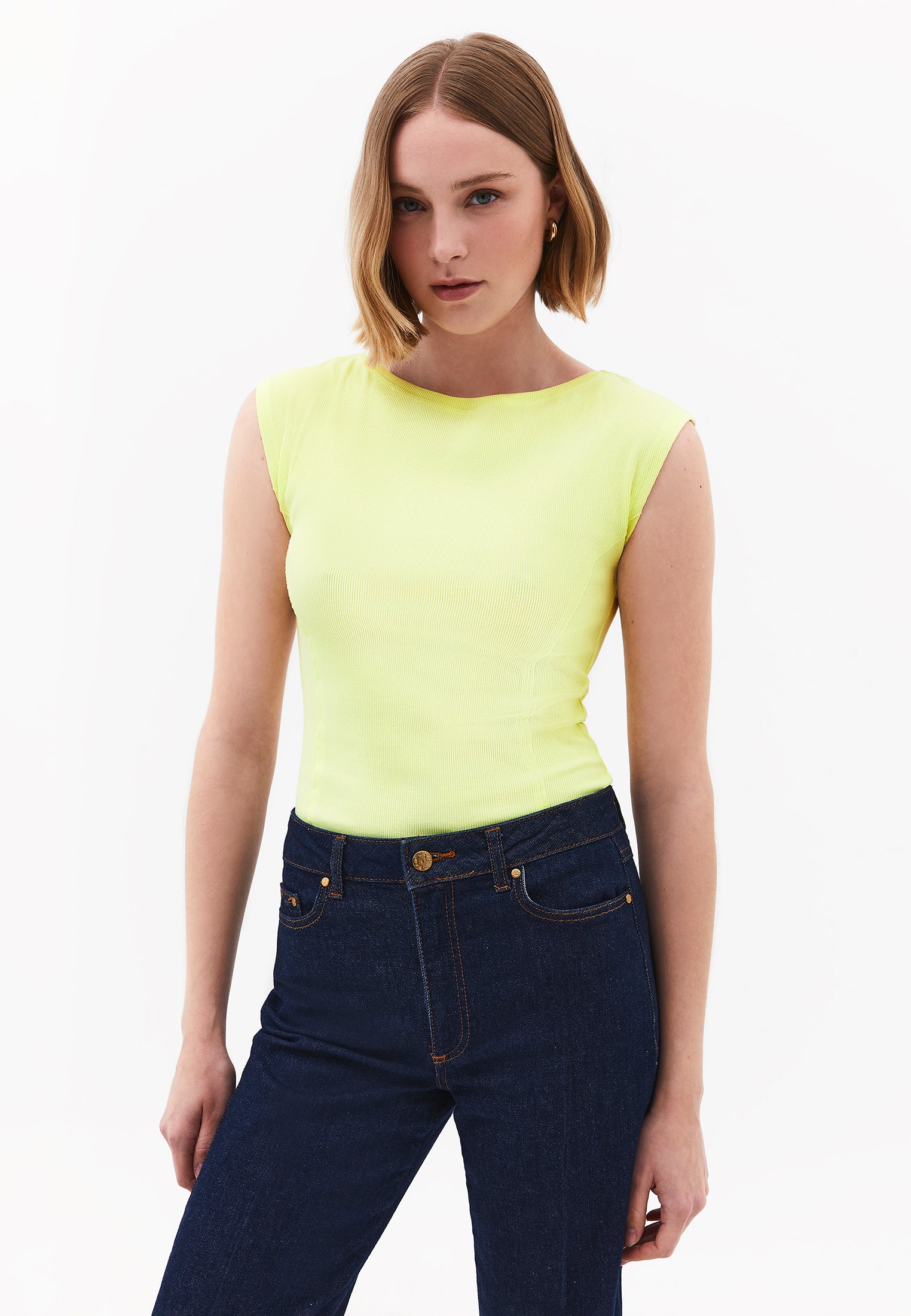 Boat Neck Short Sleeve Bodycon T-Shirt - LUMINARY GREEN