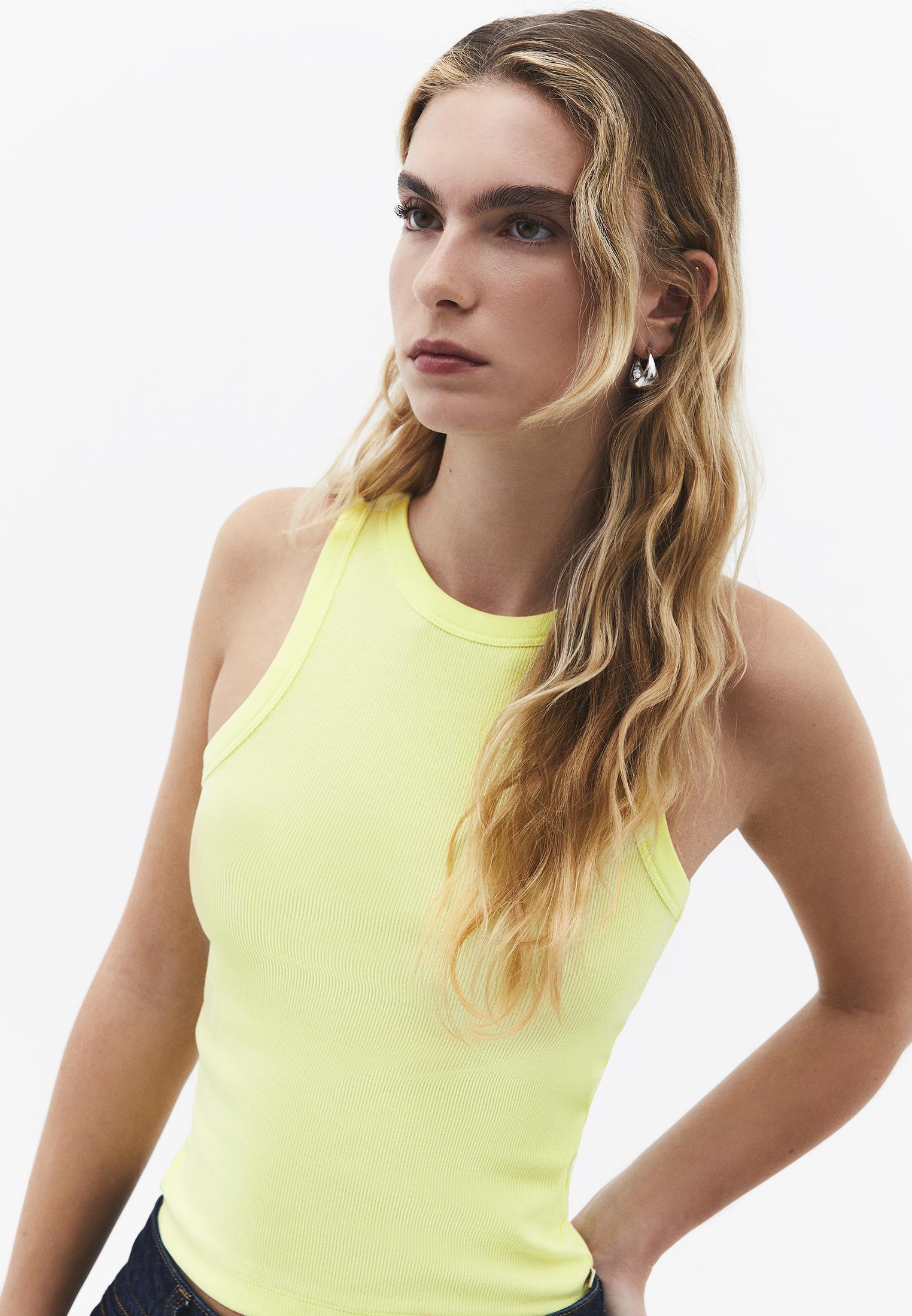 Crew Neck Bodycon Tank Top - LUMINARY GREEN