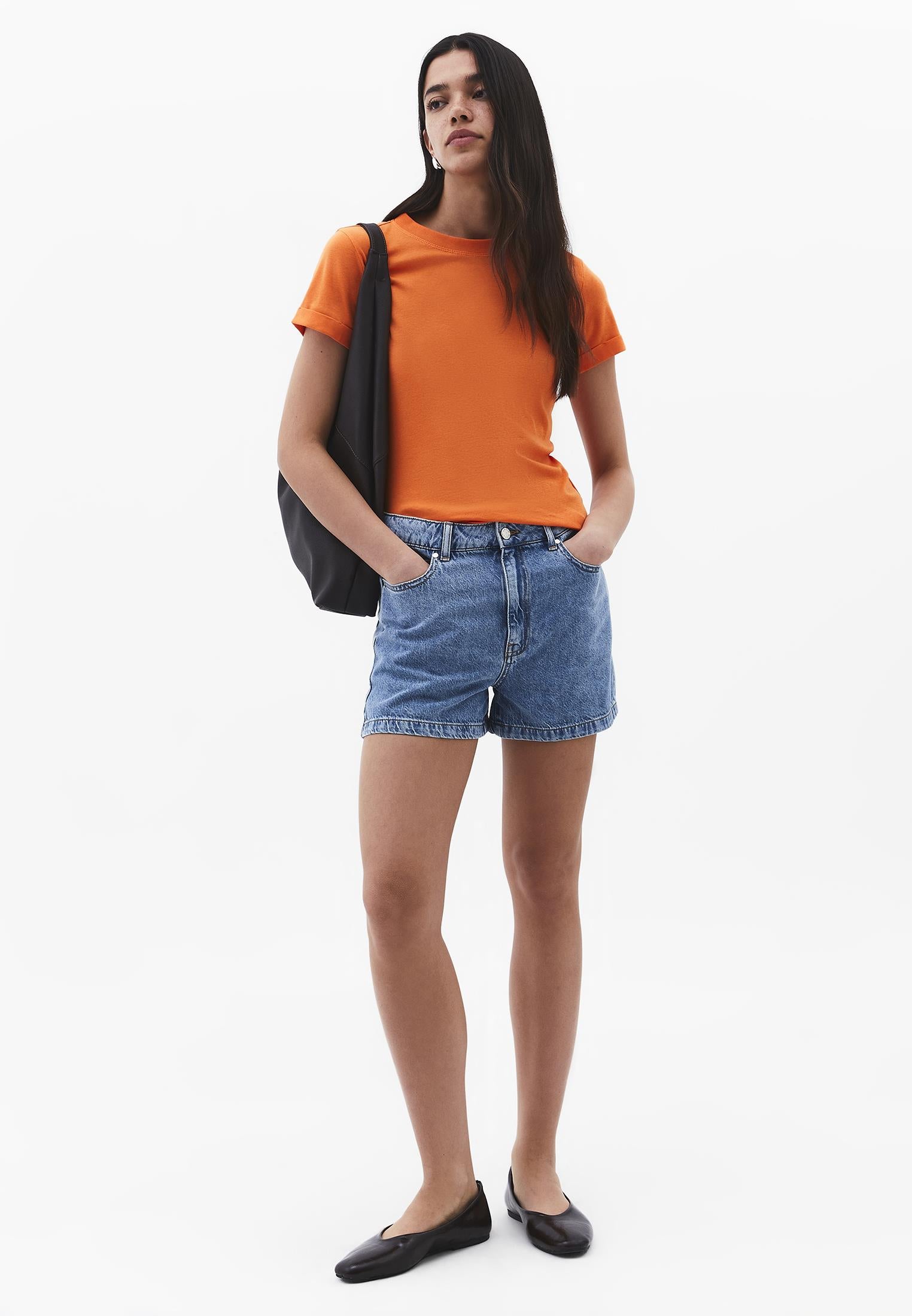Crew Neck Short Sleeve T-Shirt - MANDARIN ORANGE