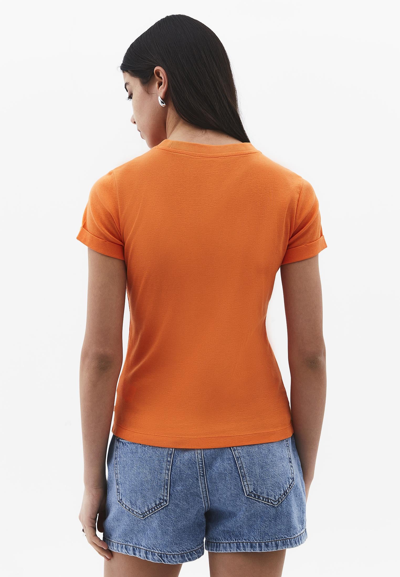 Crew Neck Short Sleeve T-Shirt - MANDARIN ORANGE