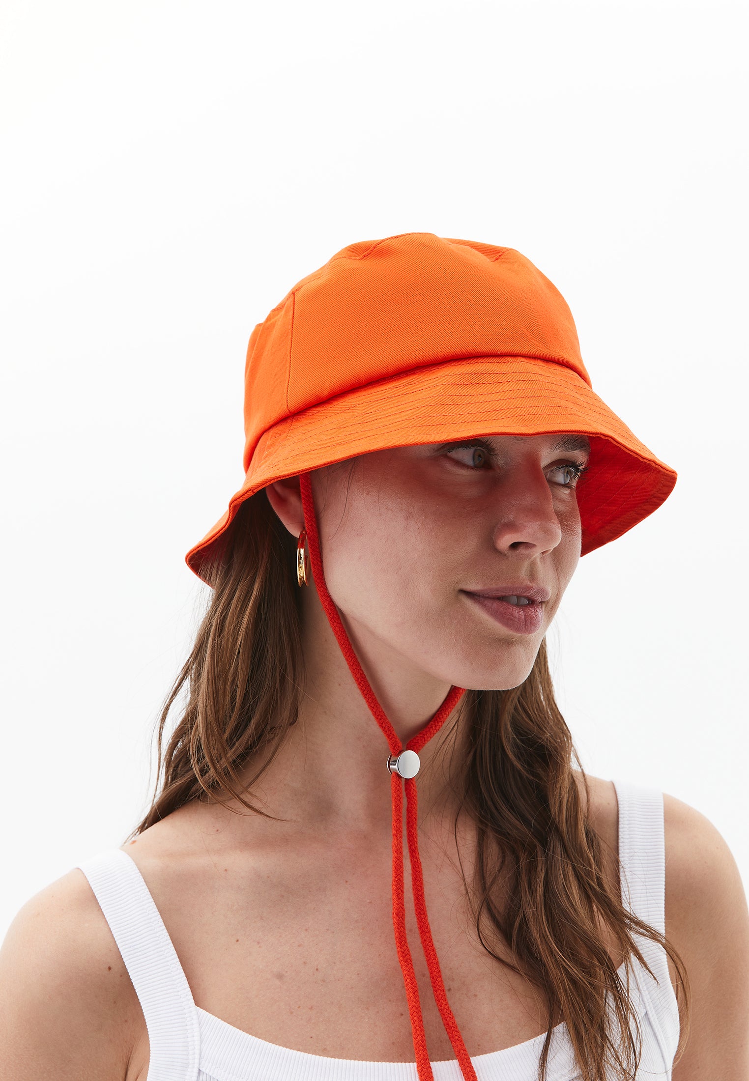 Cotton Bucket Hat - MANDARIN RED