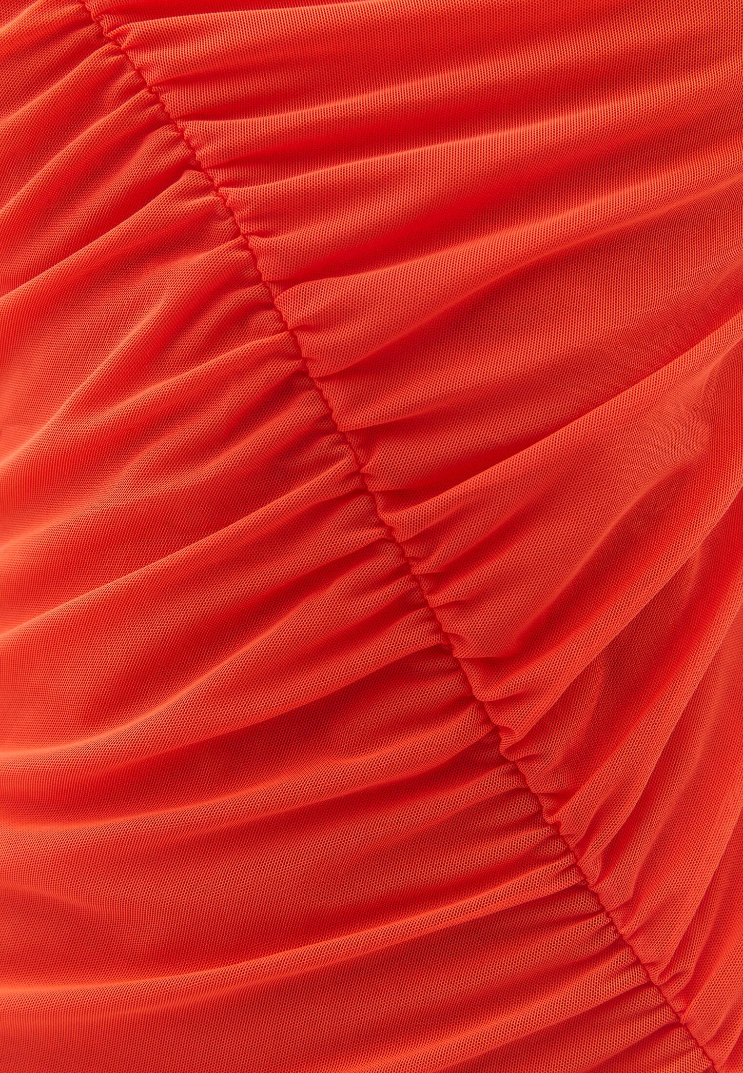Mesh Long Dress - MANDARIN RED