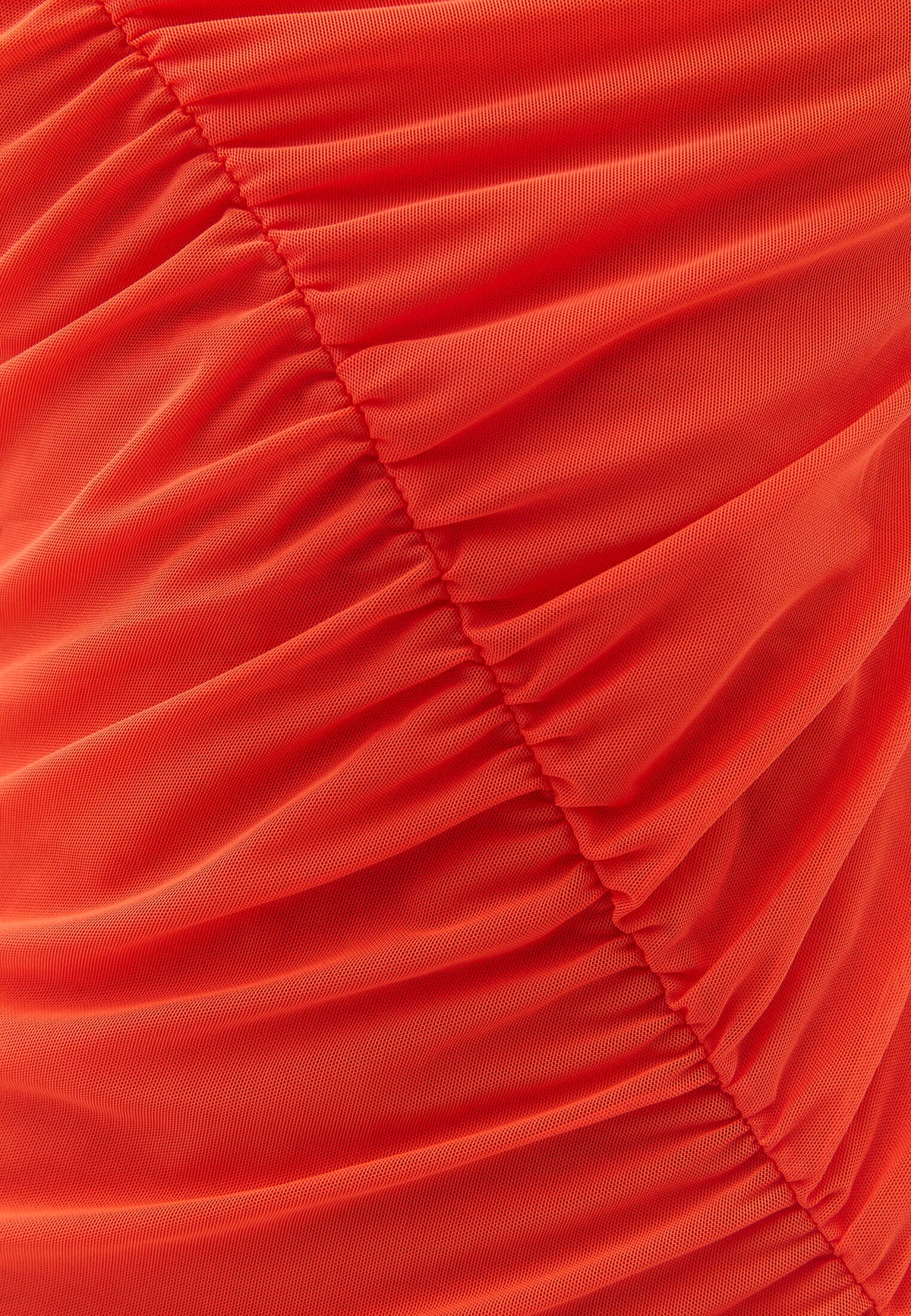 Mesh Long Dress - MANDARIN RED