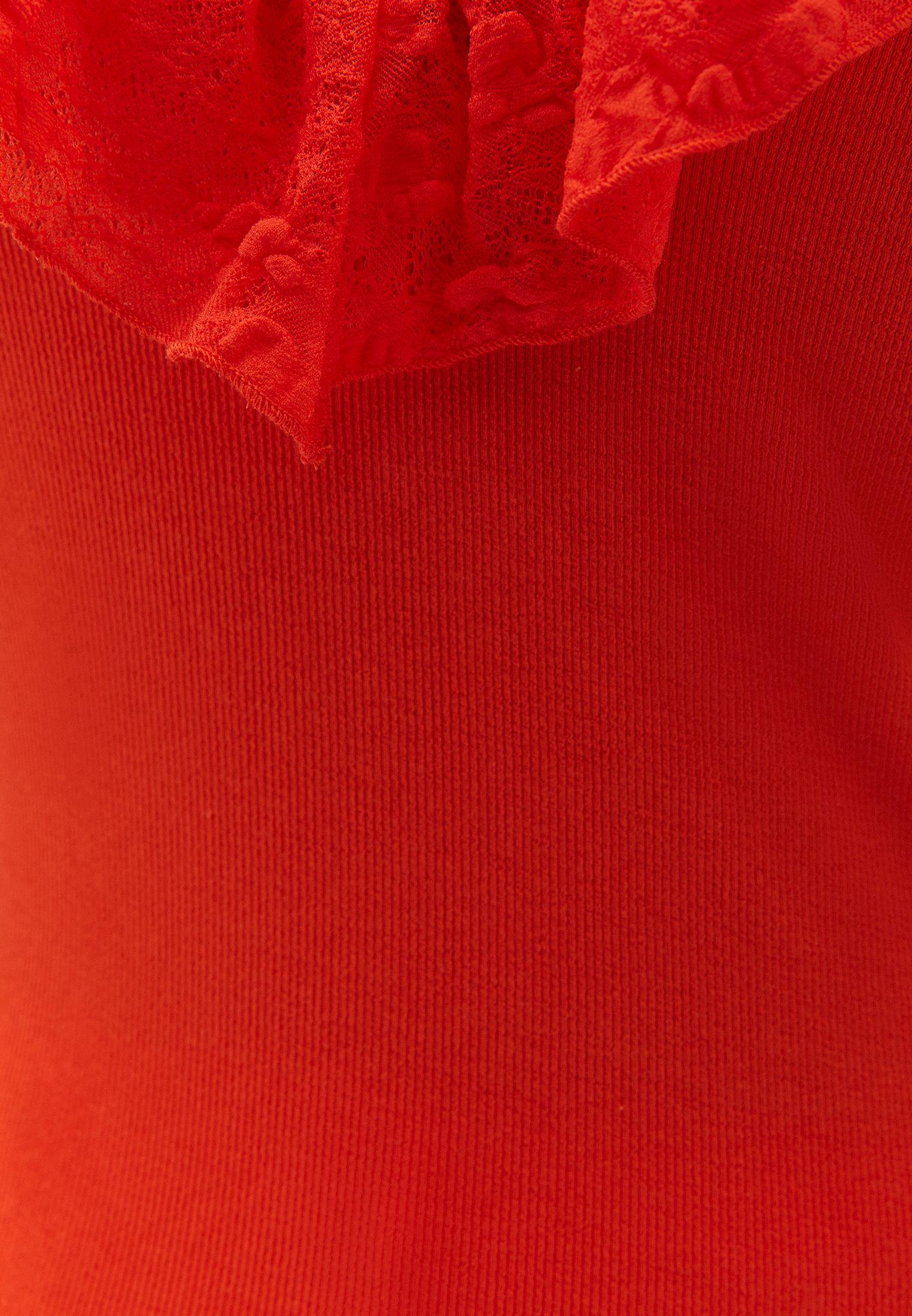 V Neck Frilled Tank Top - MANDARIN RED