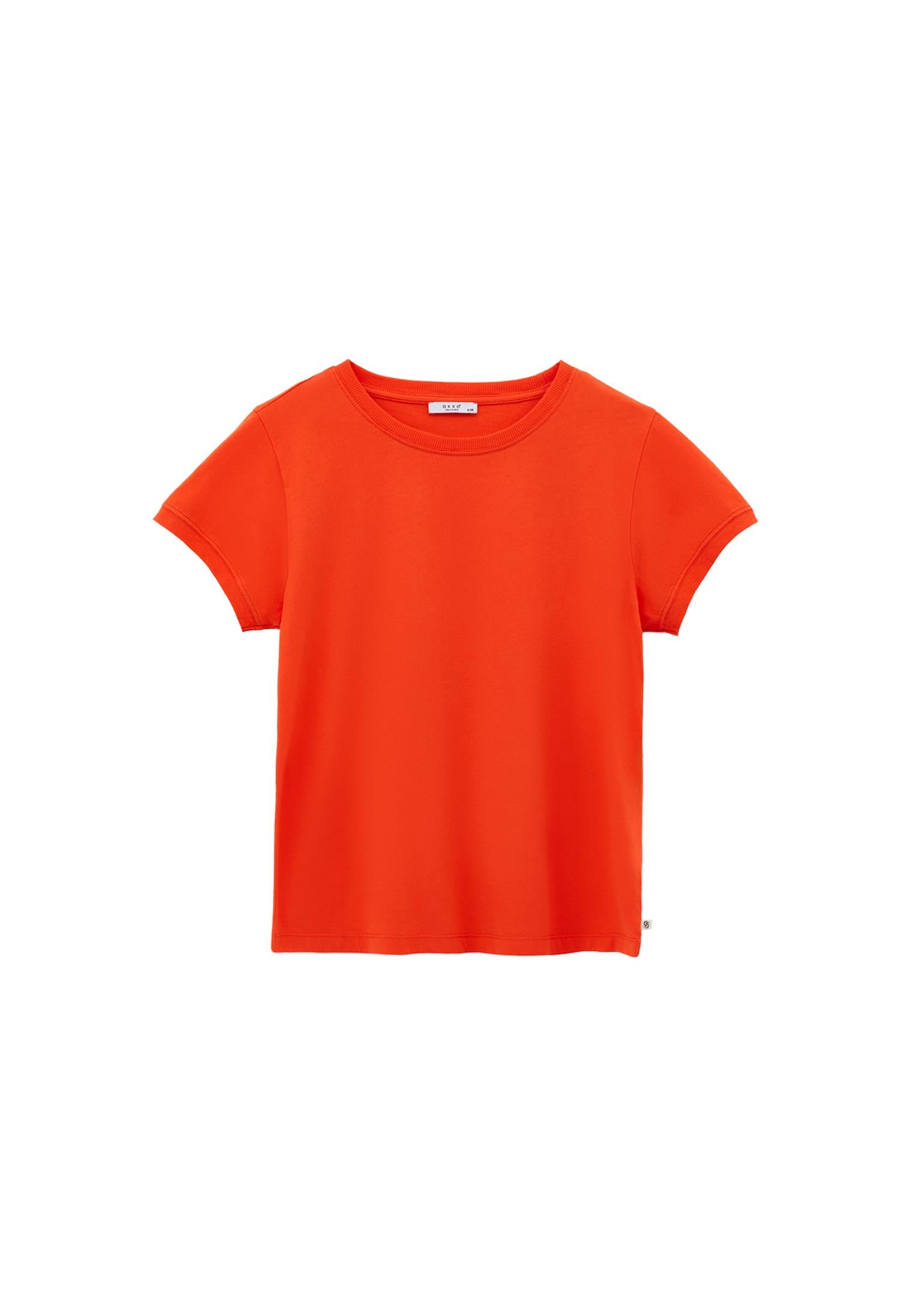 Crew Neck Short Sleeve T-Shirt - MANDARIN RED