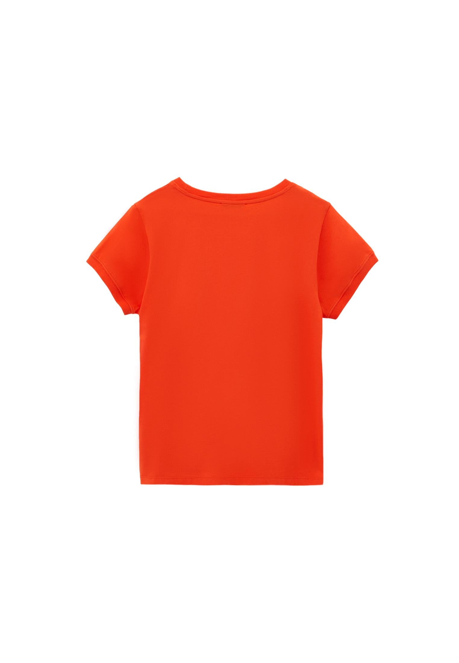 Crew Neck Short Sleeve T-Shirt - MANDARIN RED