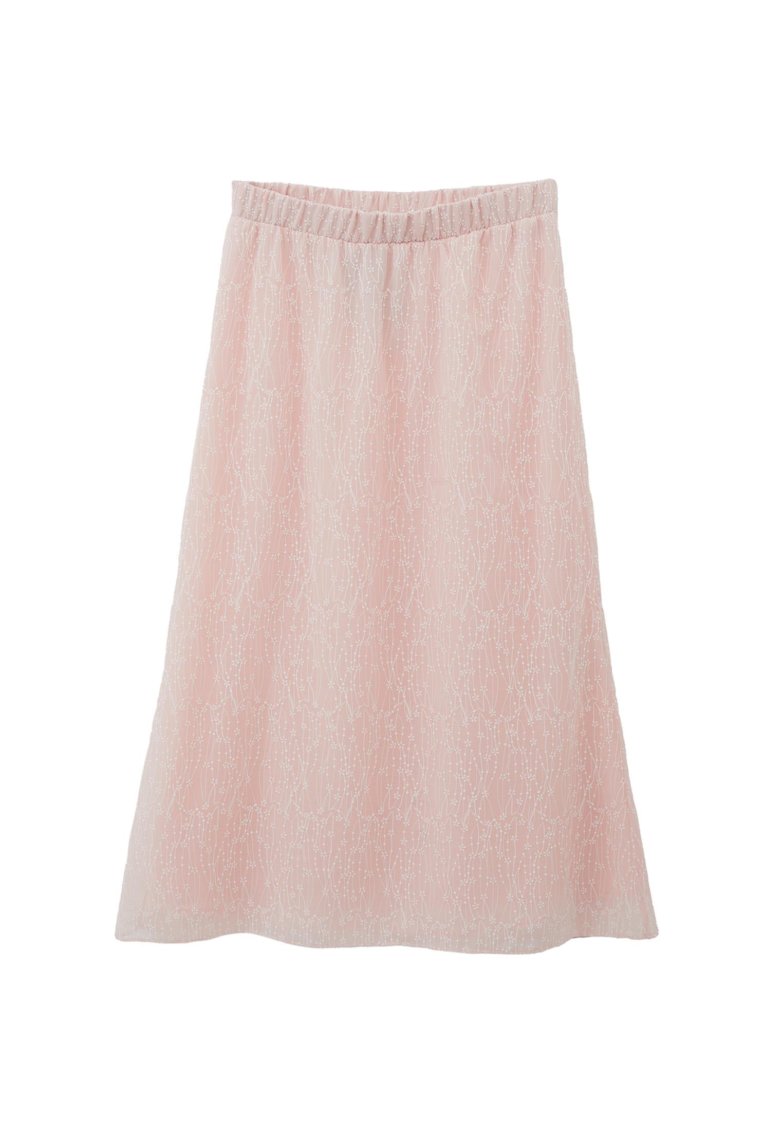 A-Line Long Embroidered Skirt - MAUVE CHALK