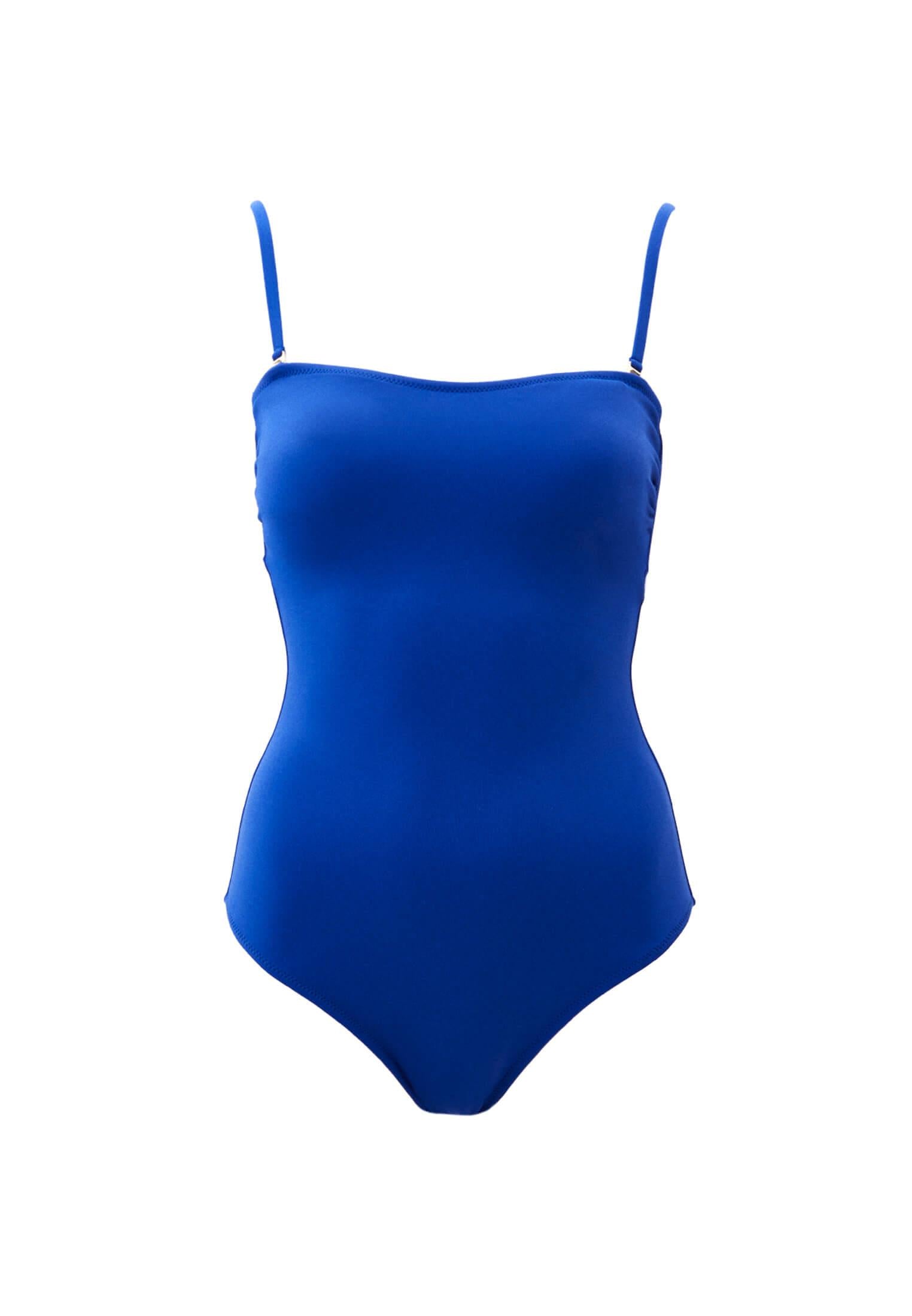 Strapless Strapped Swimsuit - MAZARINE BLUE