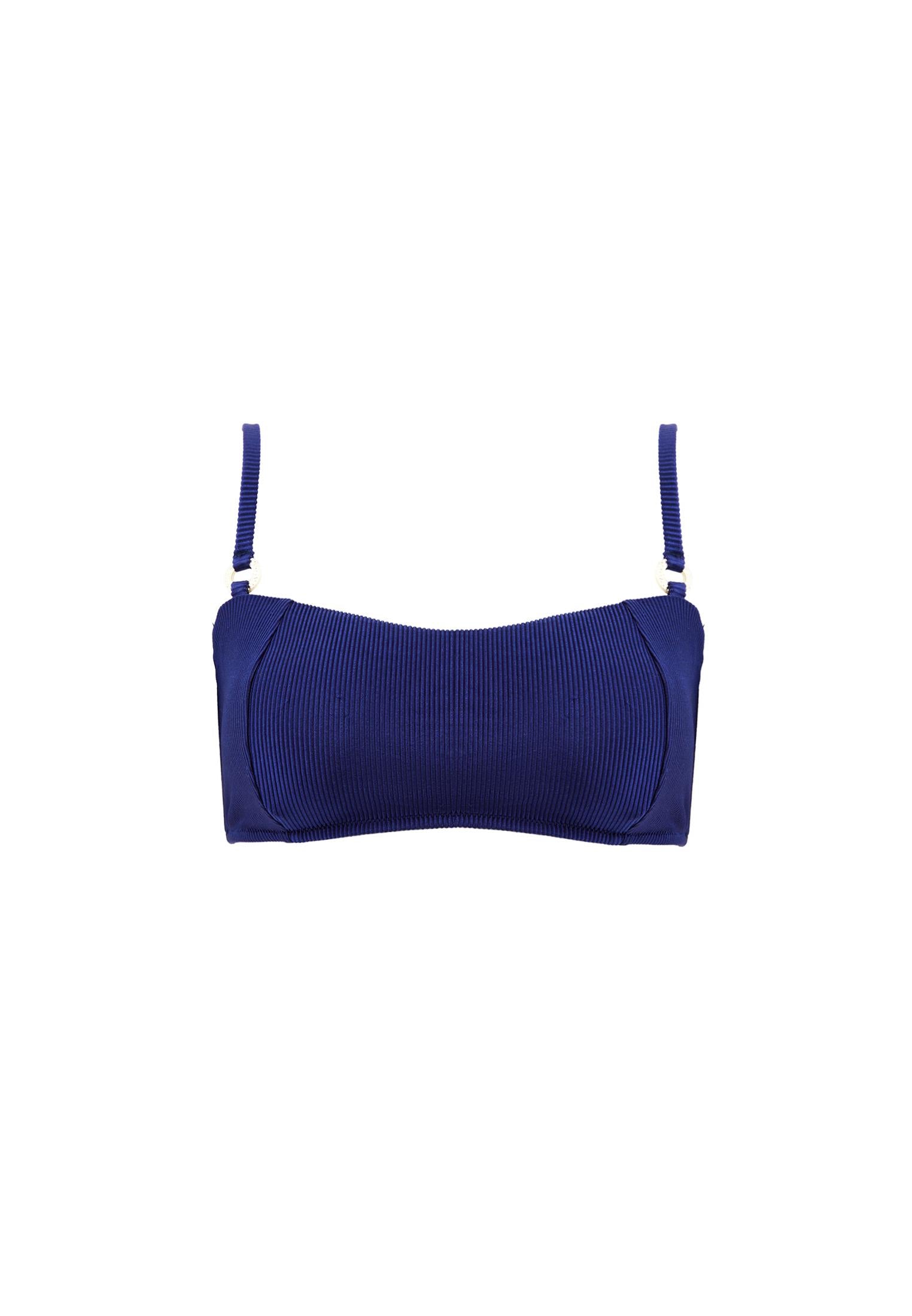 Buckle Detailed Bodycon Bikini Top - MAZARINE BLUE
