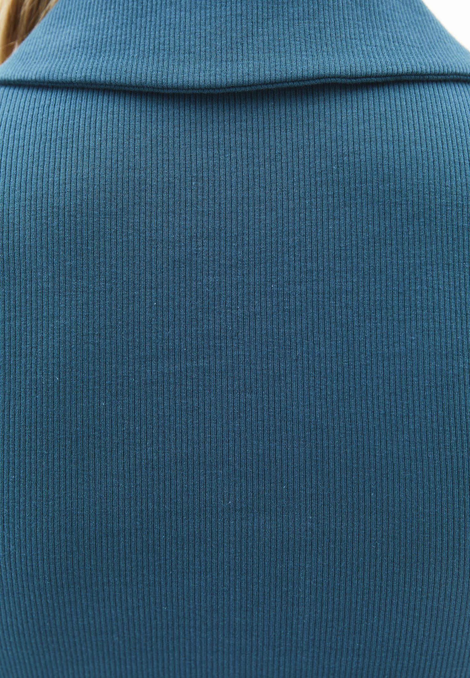 Polo Collar Zip Detailed Long Sleeve T-Shirt - MEDITERRANEA