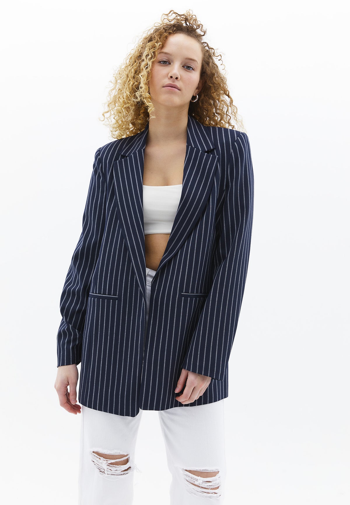 Loose Fit Blazer - MIDNIGHT STRIPE