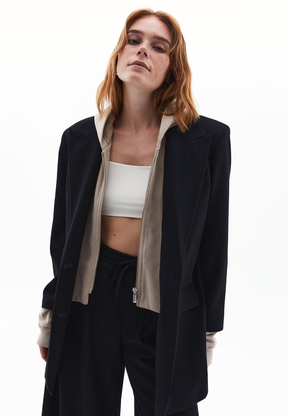 Boyfriend Fit Long Blazer Jacket - MIDNIGHT