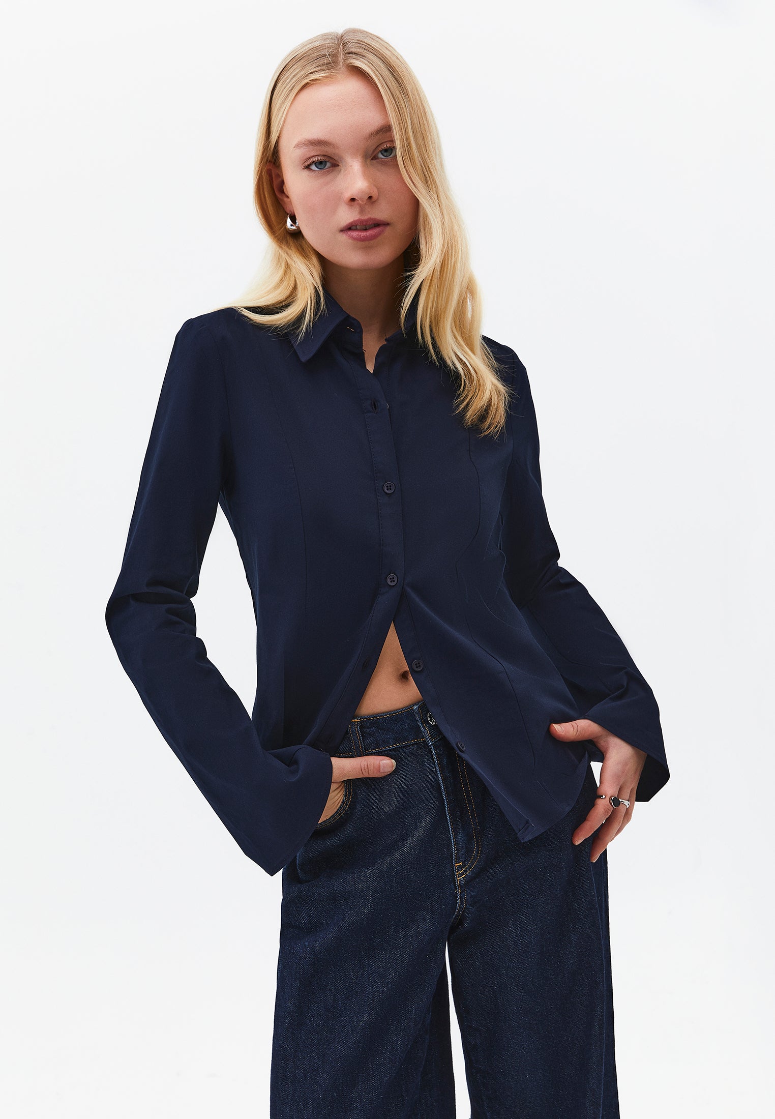 Buttoned Long Sleeve Shirt - MIDNIGHT