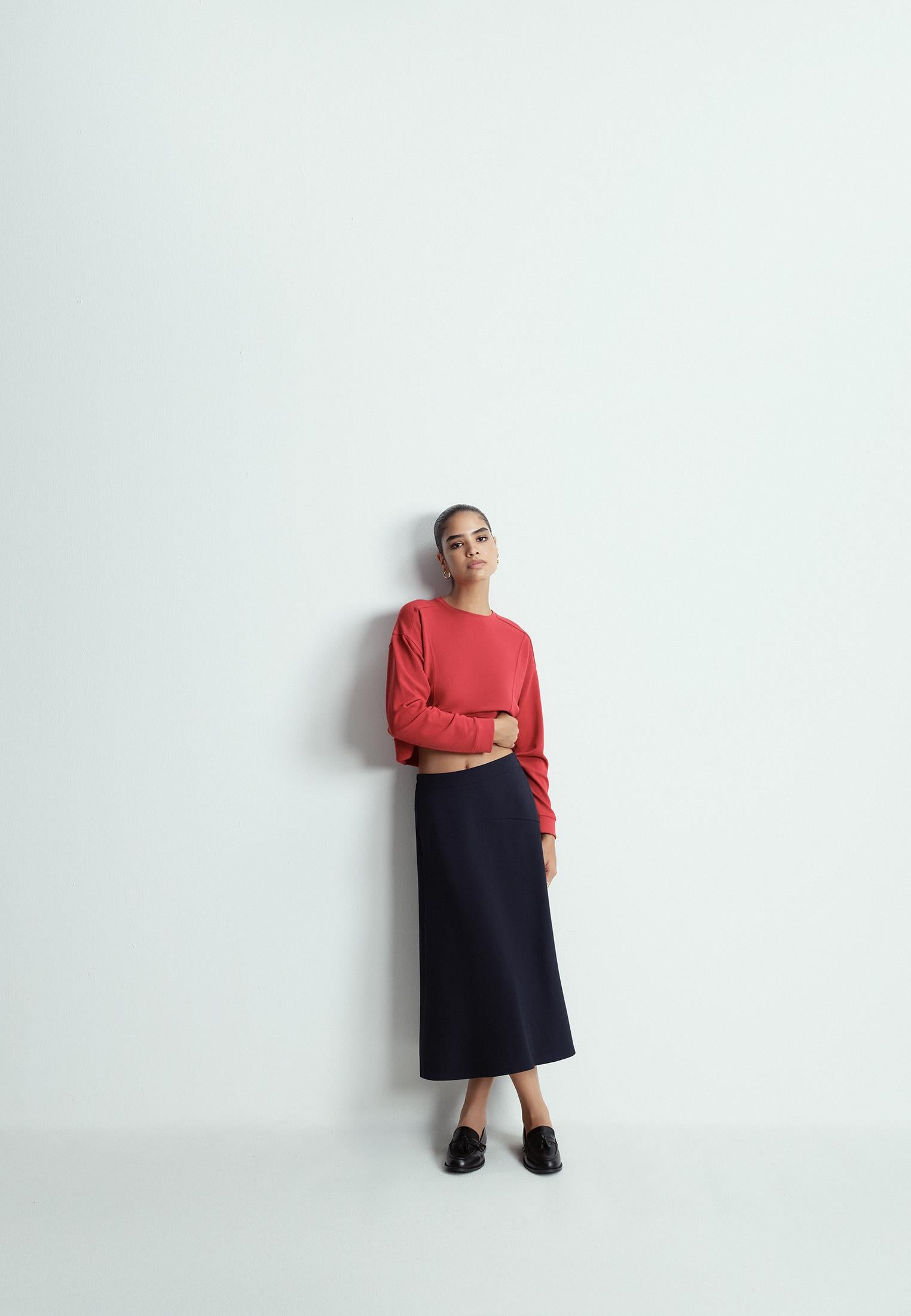 A-Line Midi Skirt - MIDNIGHT