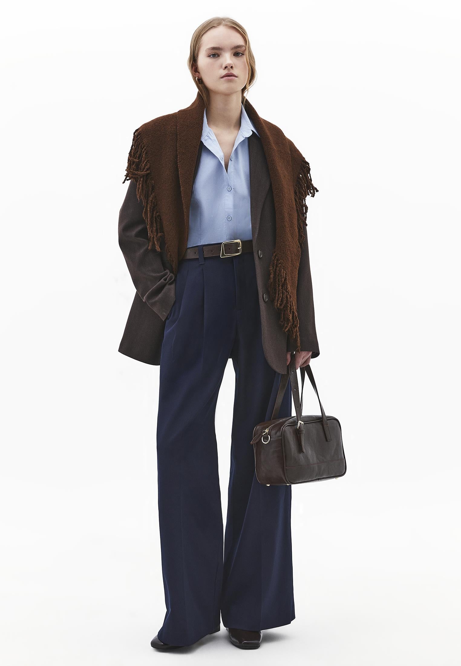 Pleated Standard Wide Leg Pants - MIDNIGHT