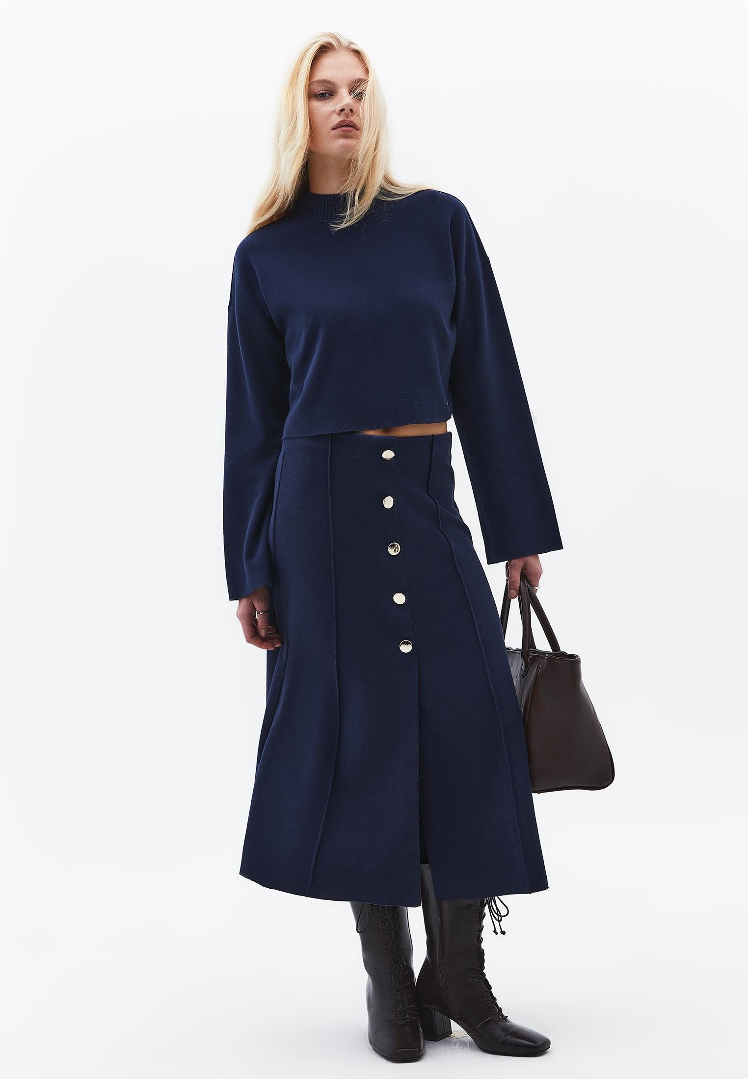 A-Line Midi Skirt - MIDNIGHT