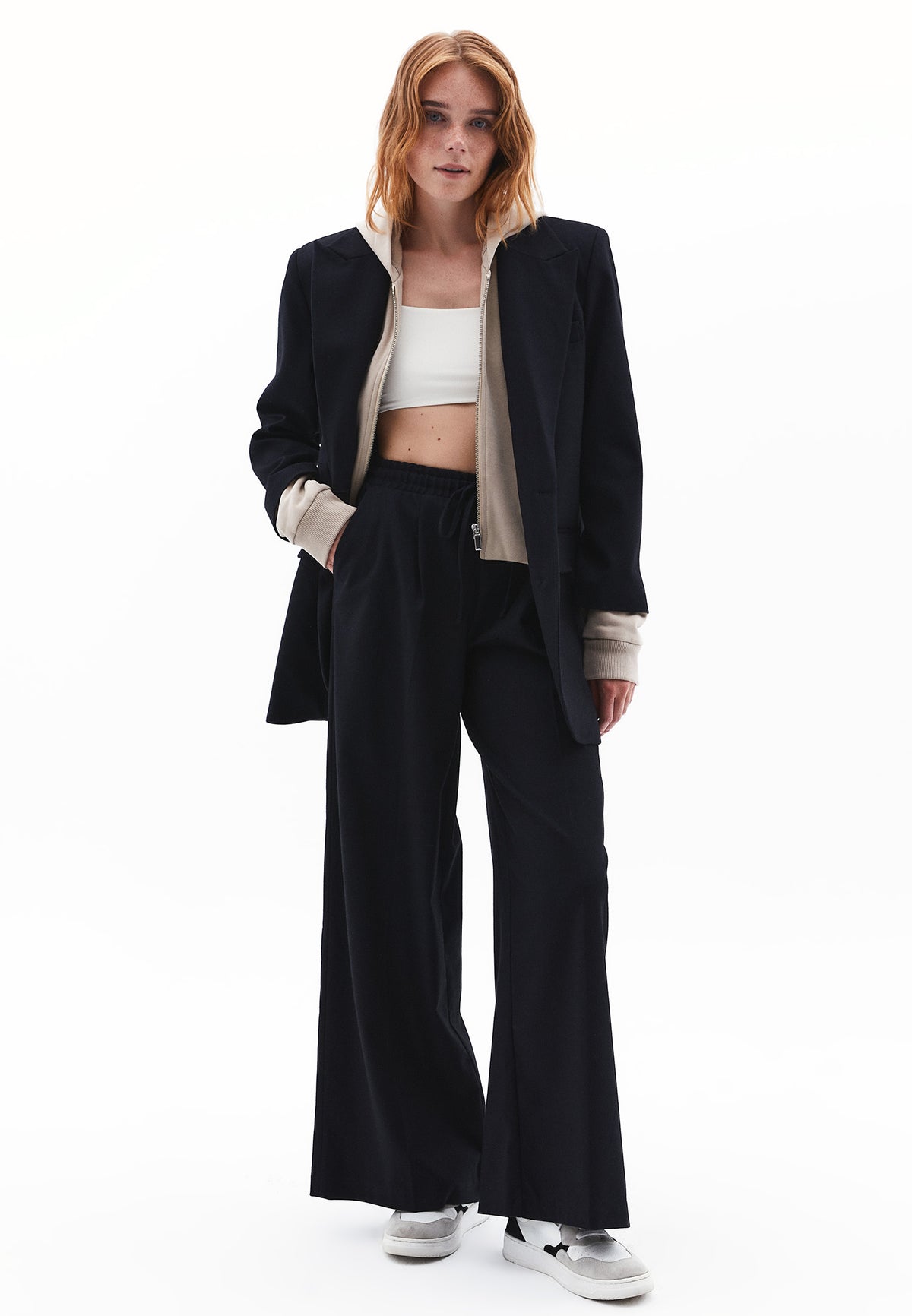 Boyfriend Fit Long Blazer Jacket - MIDNIGHT