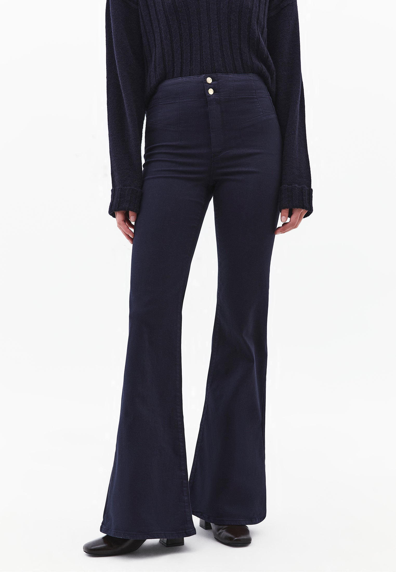 Long Slit Spanish Flared Pants - MIDNIGHT