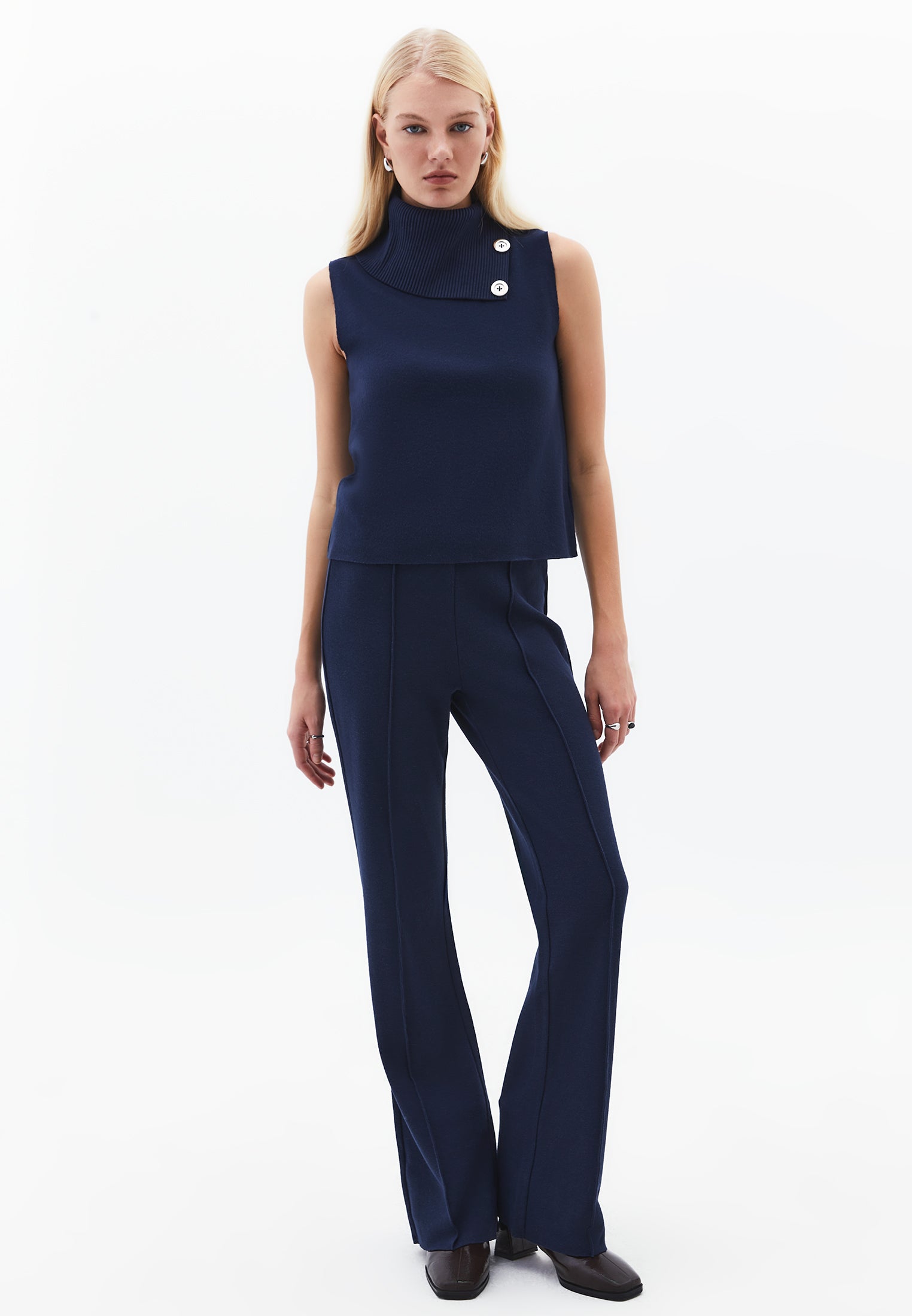 High Waist Spanish Leg Pants - MIDNIGHT