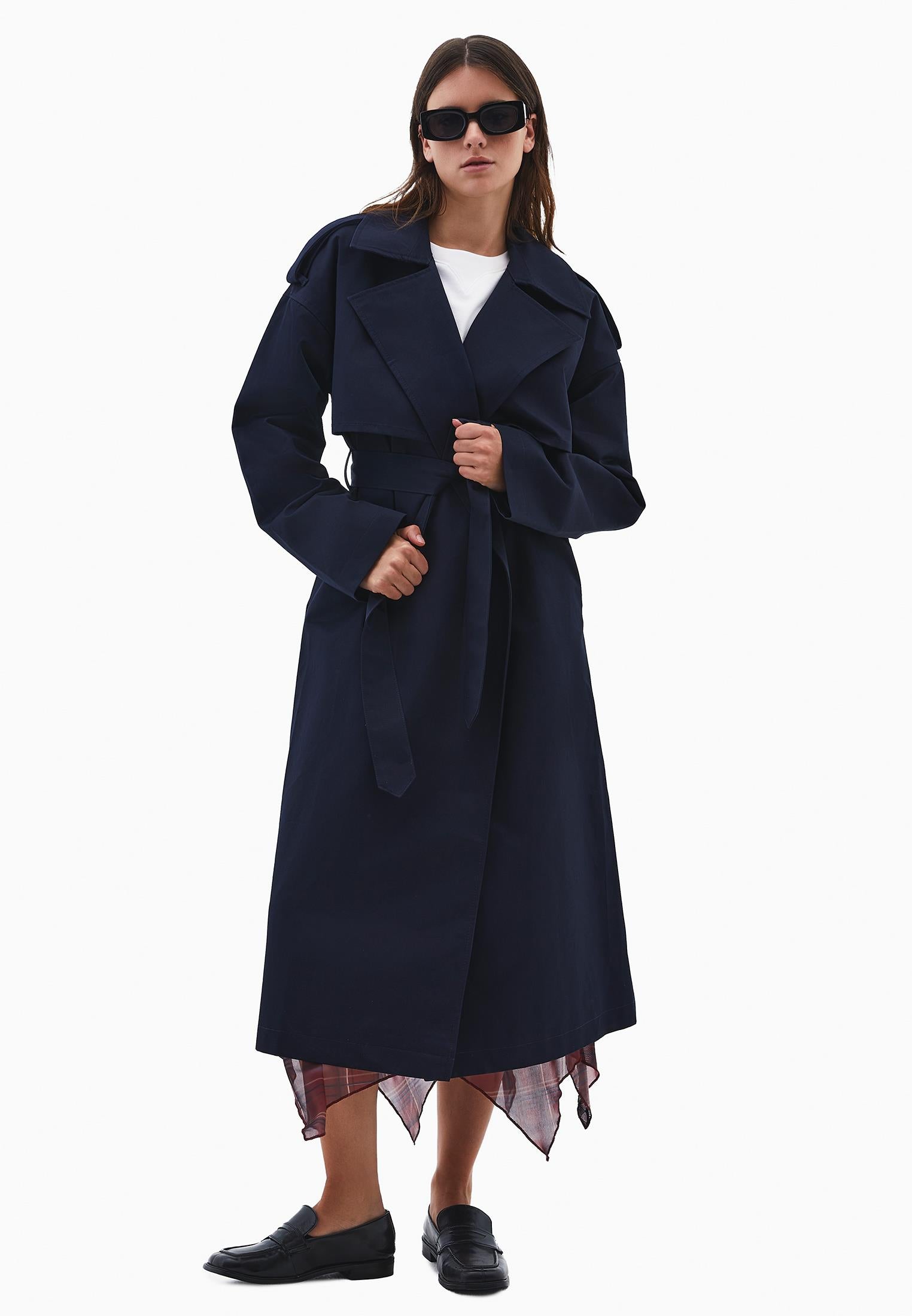 Cotton Belted Trenchcoat - MIDNIGHT