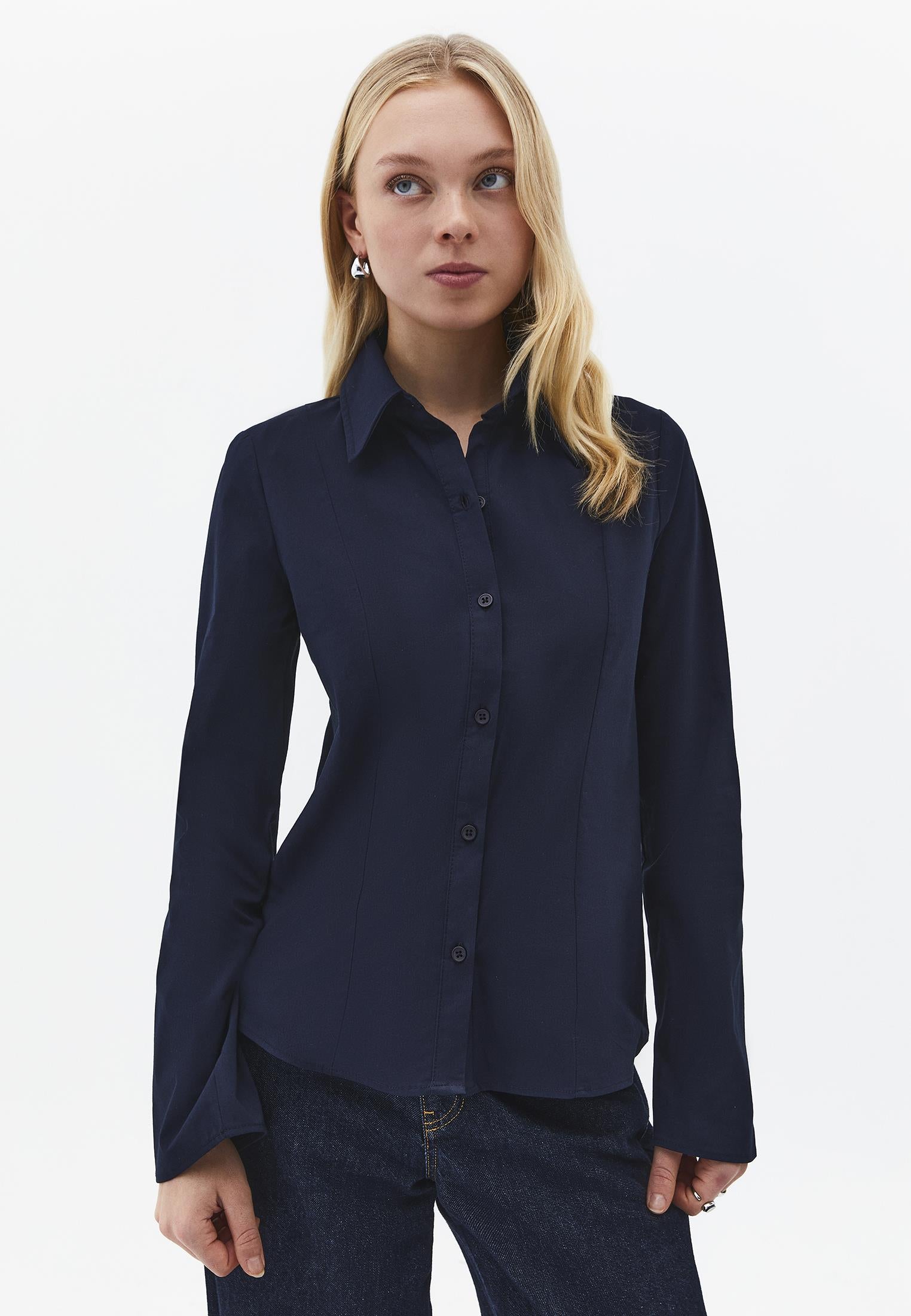 Buttoned Long Sleeve Shirt - MIDNIGHT