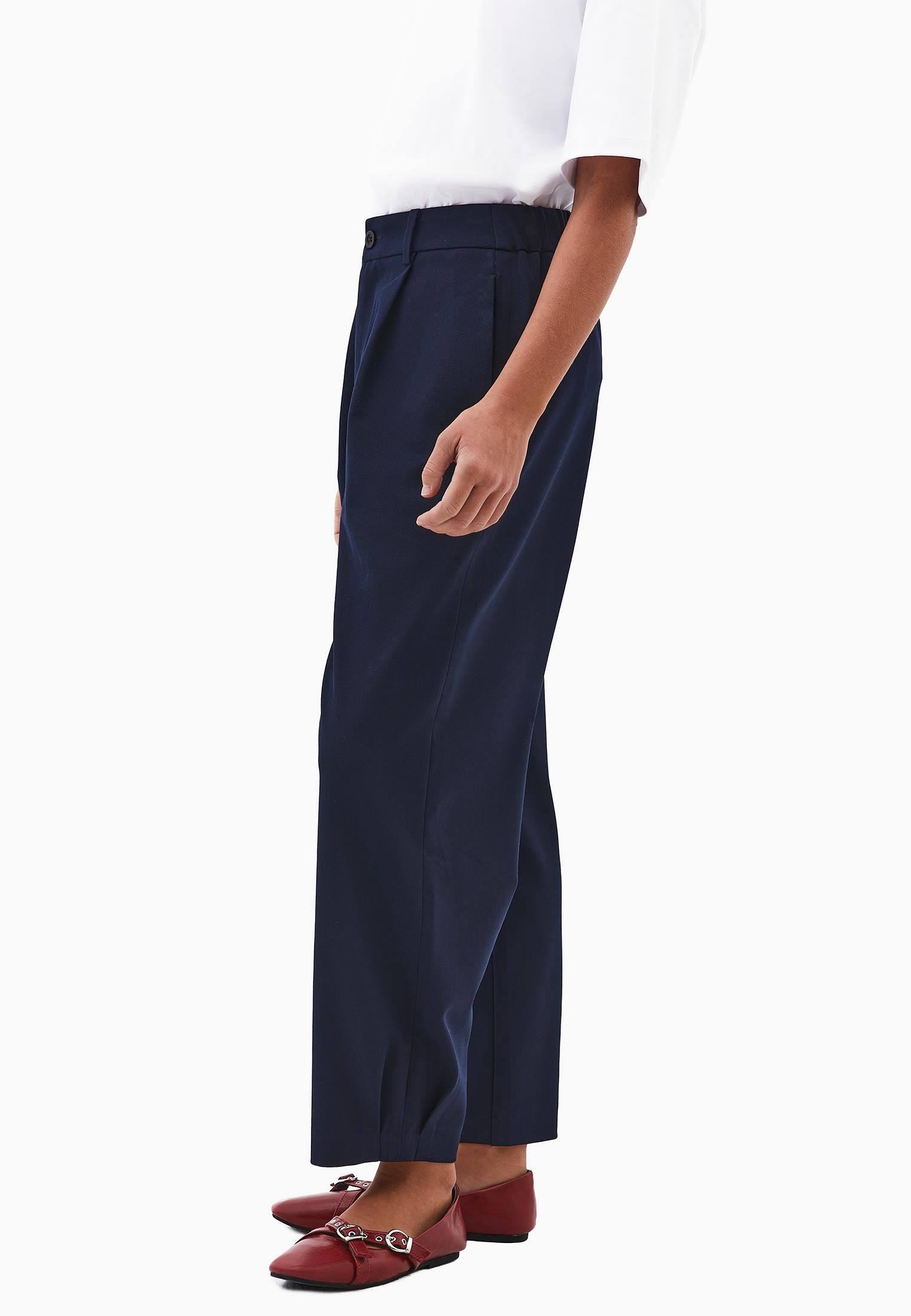 Balloon Form Pleated Standard Carrot Leg Pants - MIDNIGHT