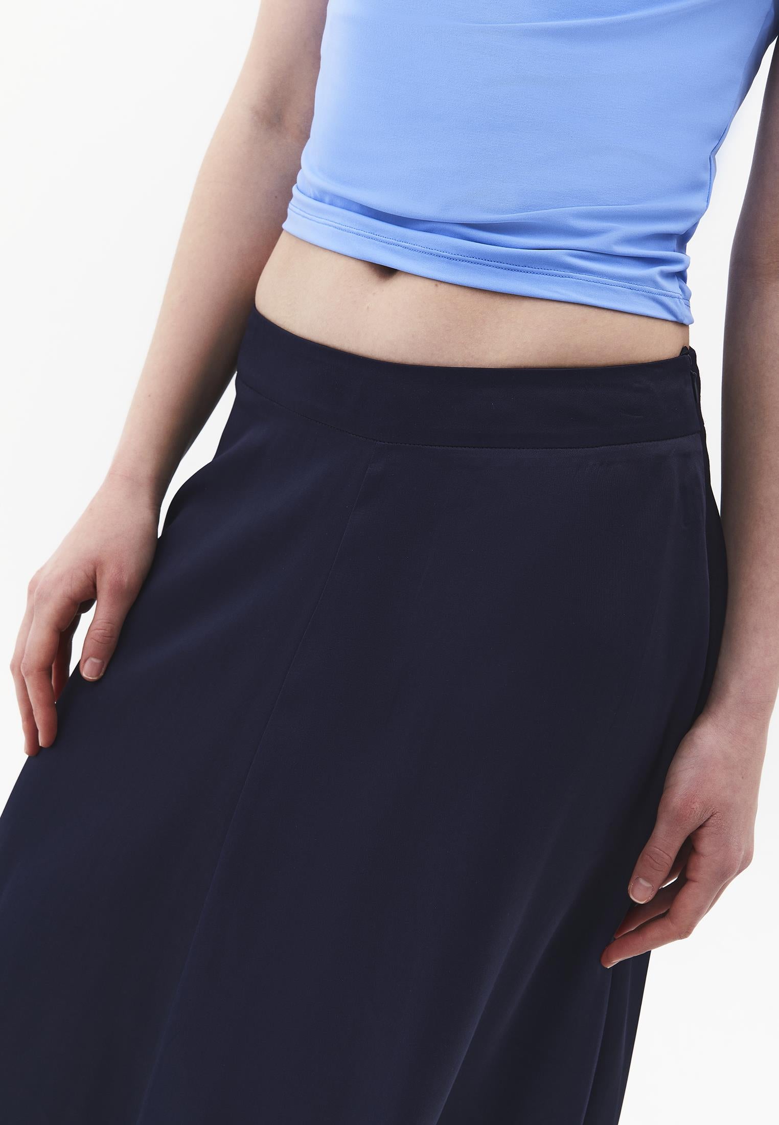 Asymmetric Flared Long Skirt - MIDNIGHT