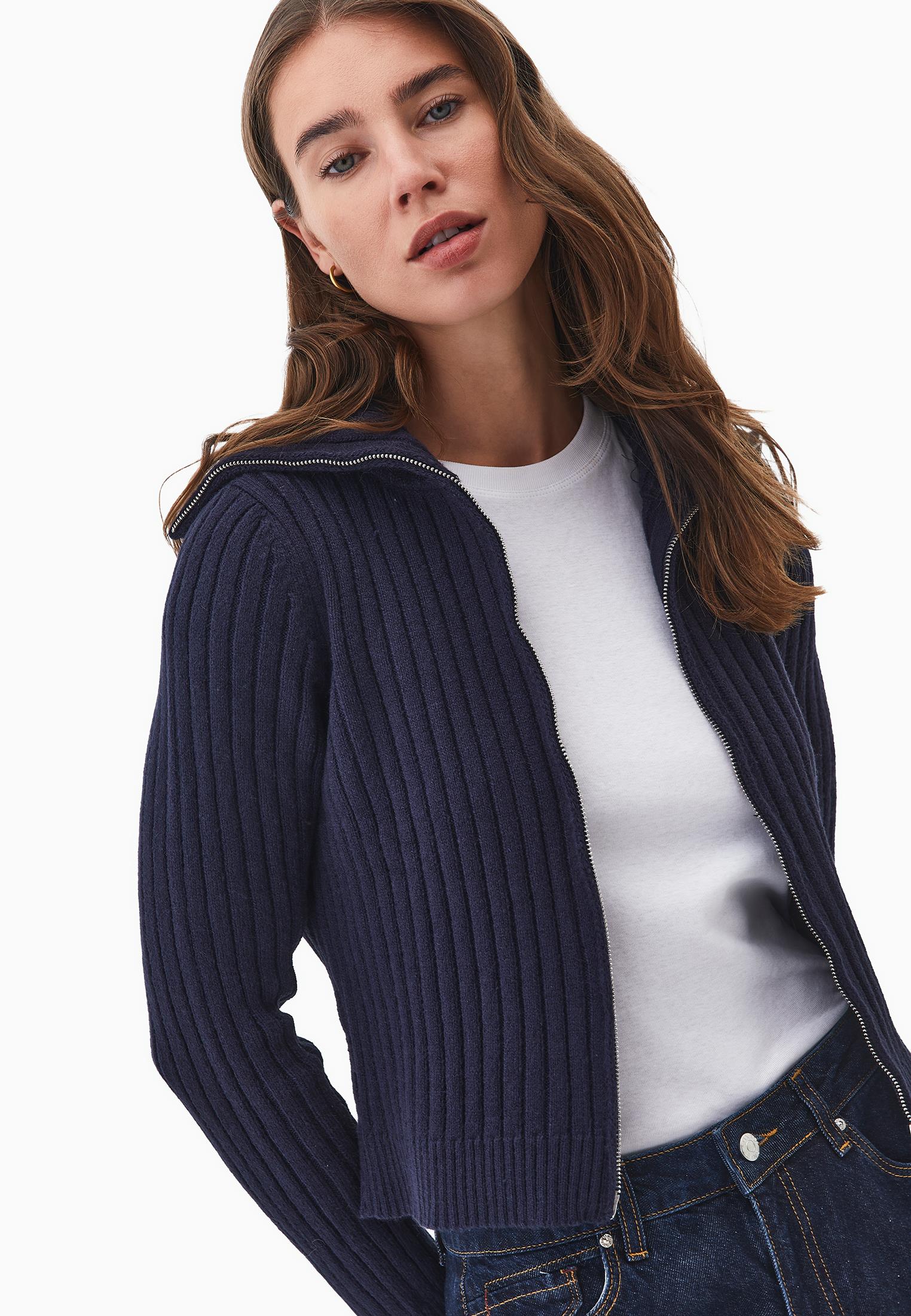 Soft Knit Cardigan With Raglan Sleeves - MIDNIGHT