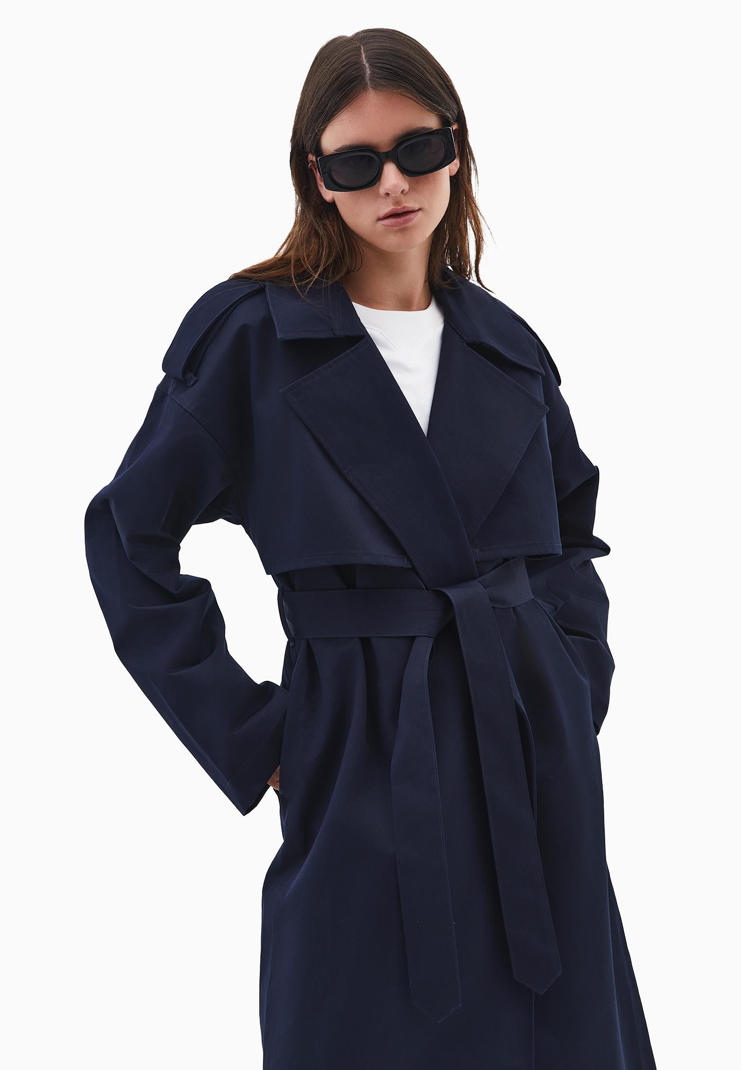 Cotton Belted Trenchcoat - MIDNIGHT