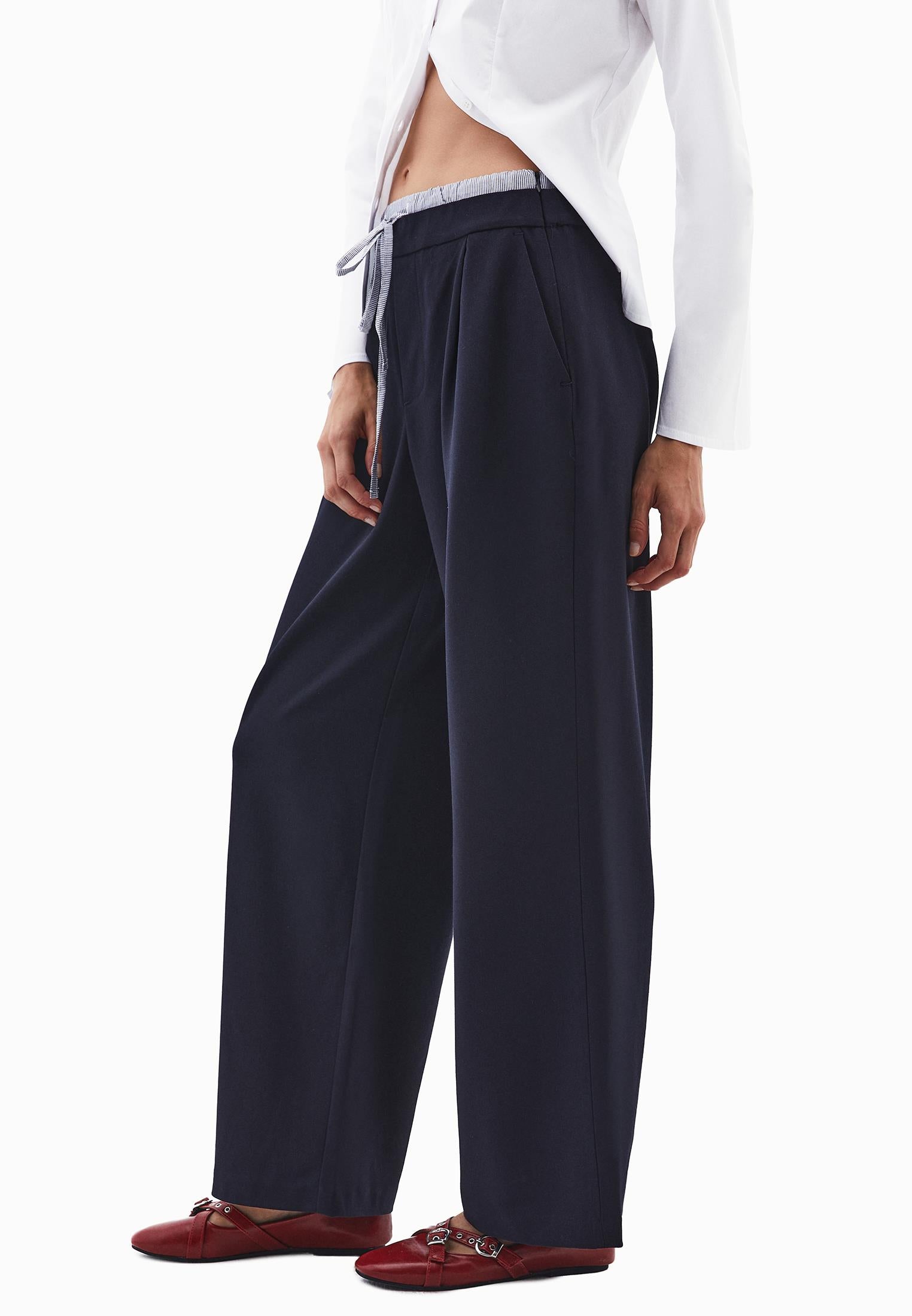 Normal Waist Straight Leg Pants - MIDNIGHT