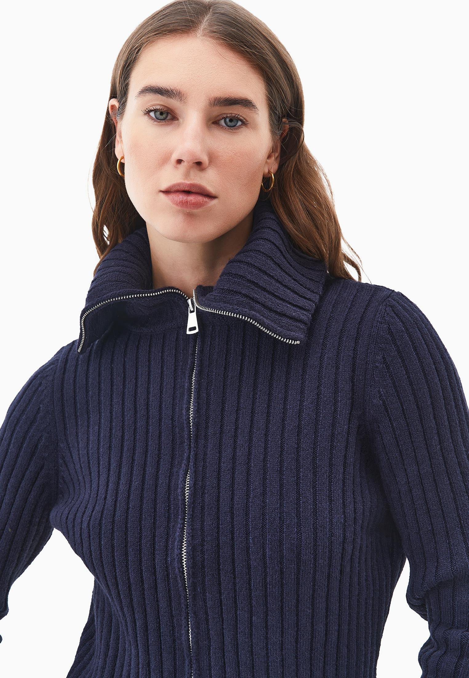 Soft Knit Cardigan With Raglan Sleeves - MIDNIGHT
