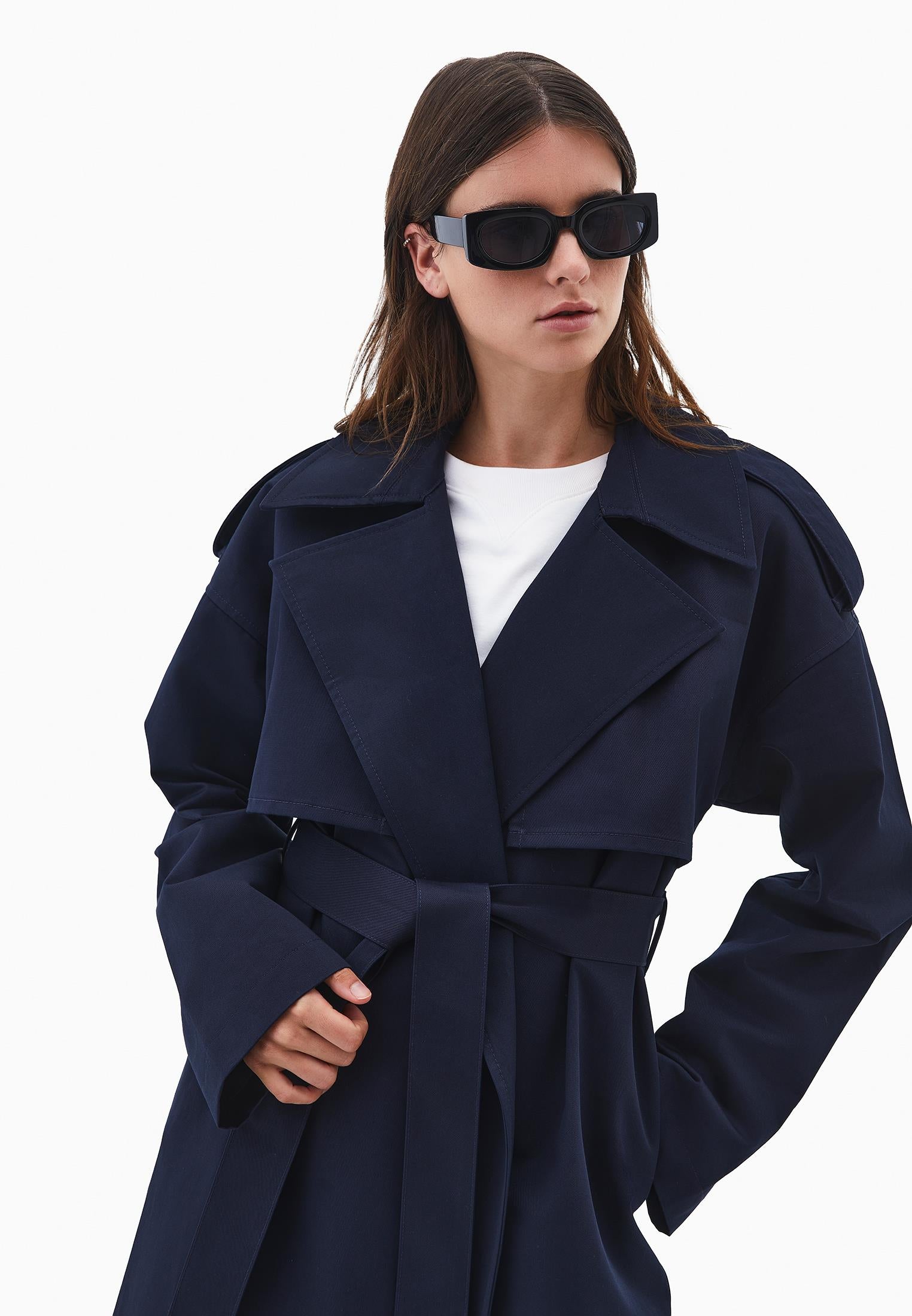 Cotton Belted Trenchcoat - MIDNIGHT